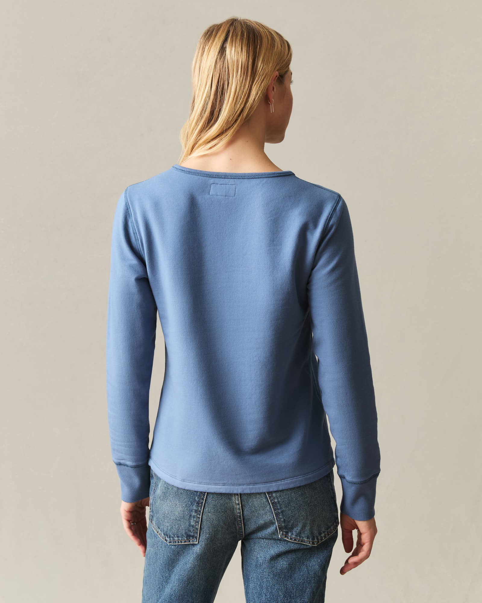 Women's Modal Fleece V-Notch Top - Moonlight Blue - Image 3