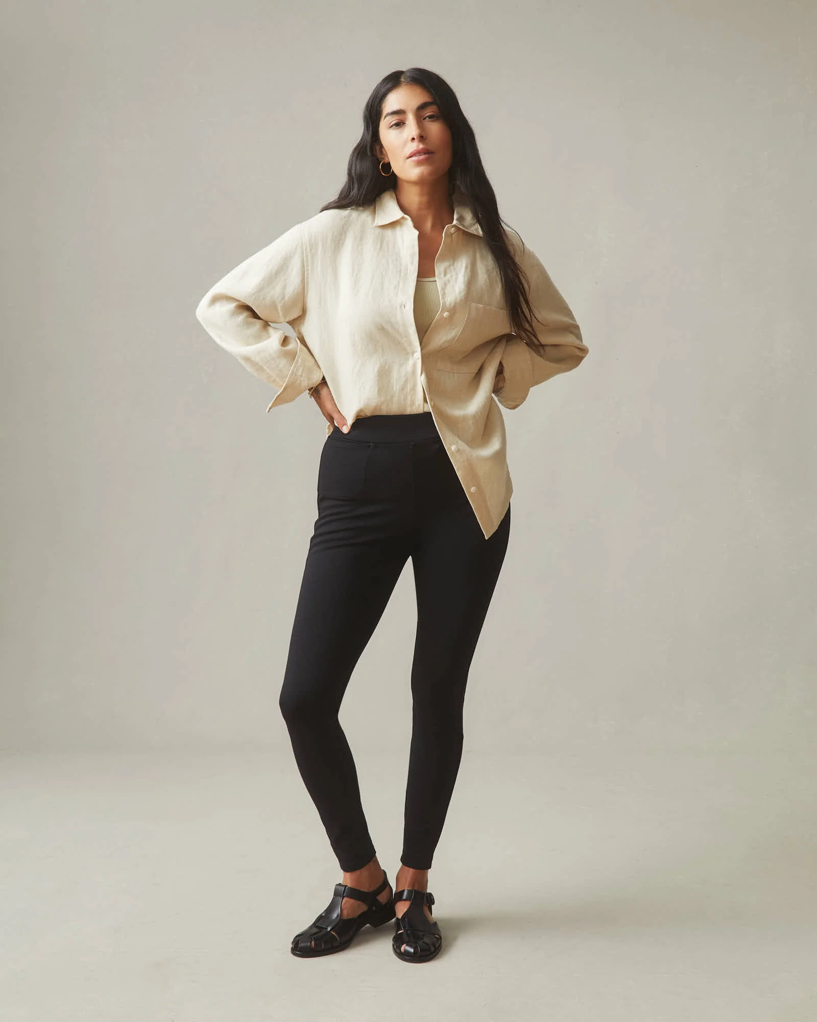 Ponte Slim Pant High Rise - Super Black - Image 5