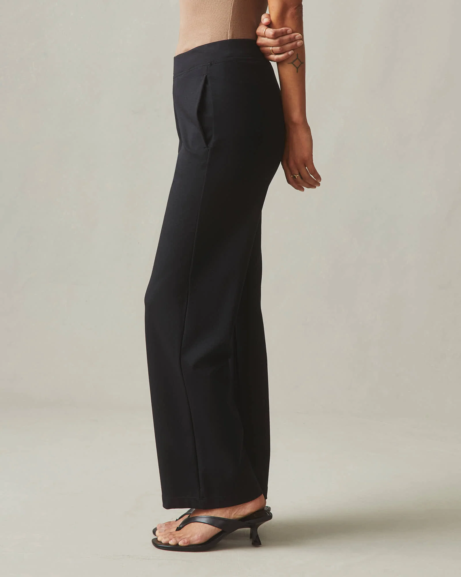 Ponte Straight Pant - Super Black - Image 4
