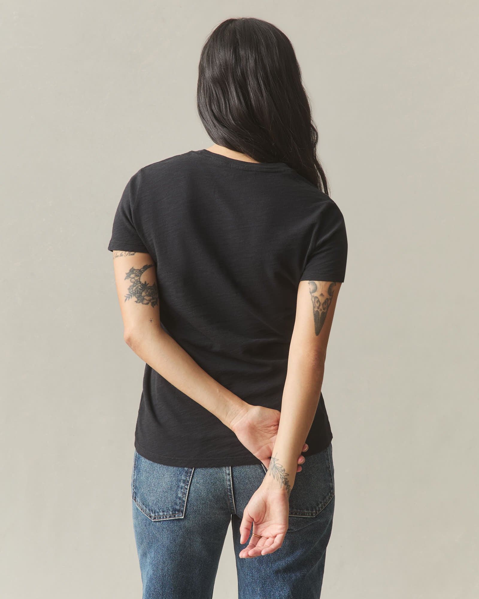 Women's Premium Slub Crew Tee - Black - Image 4