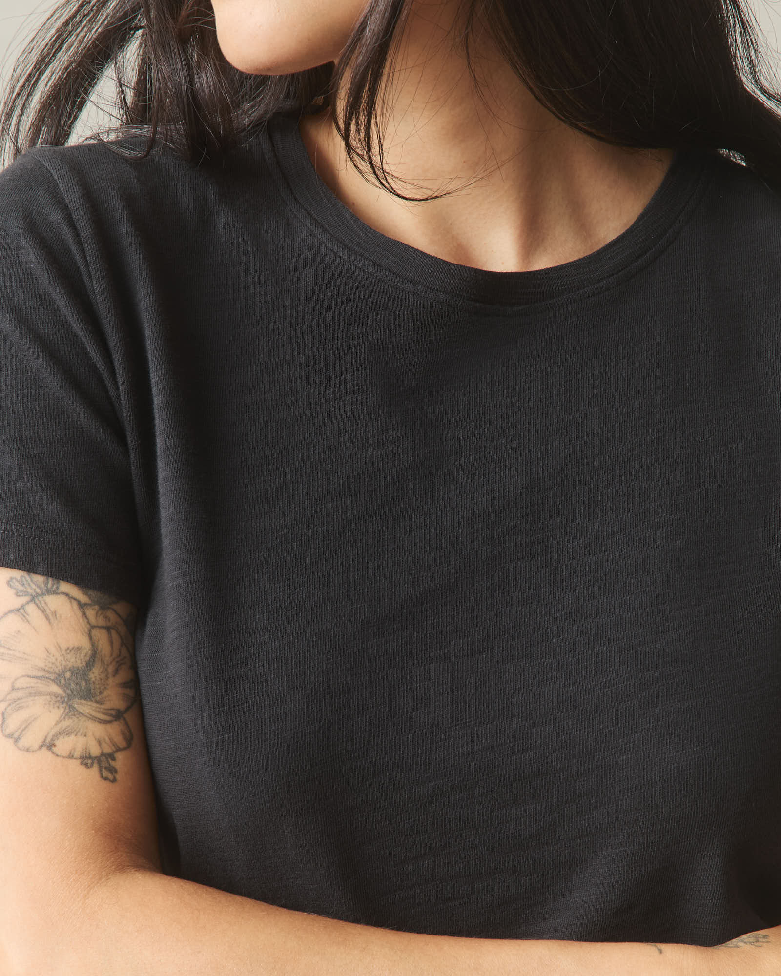 Women's Premium Slub Crew Tee - Black - Image 5