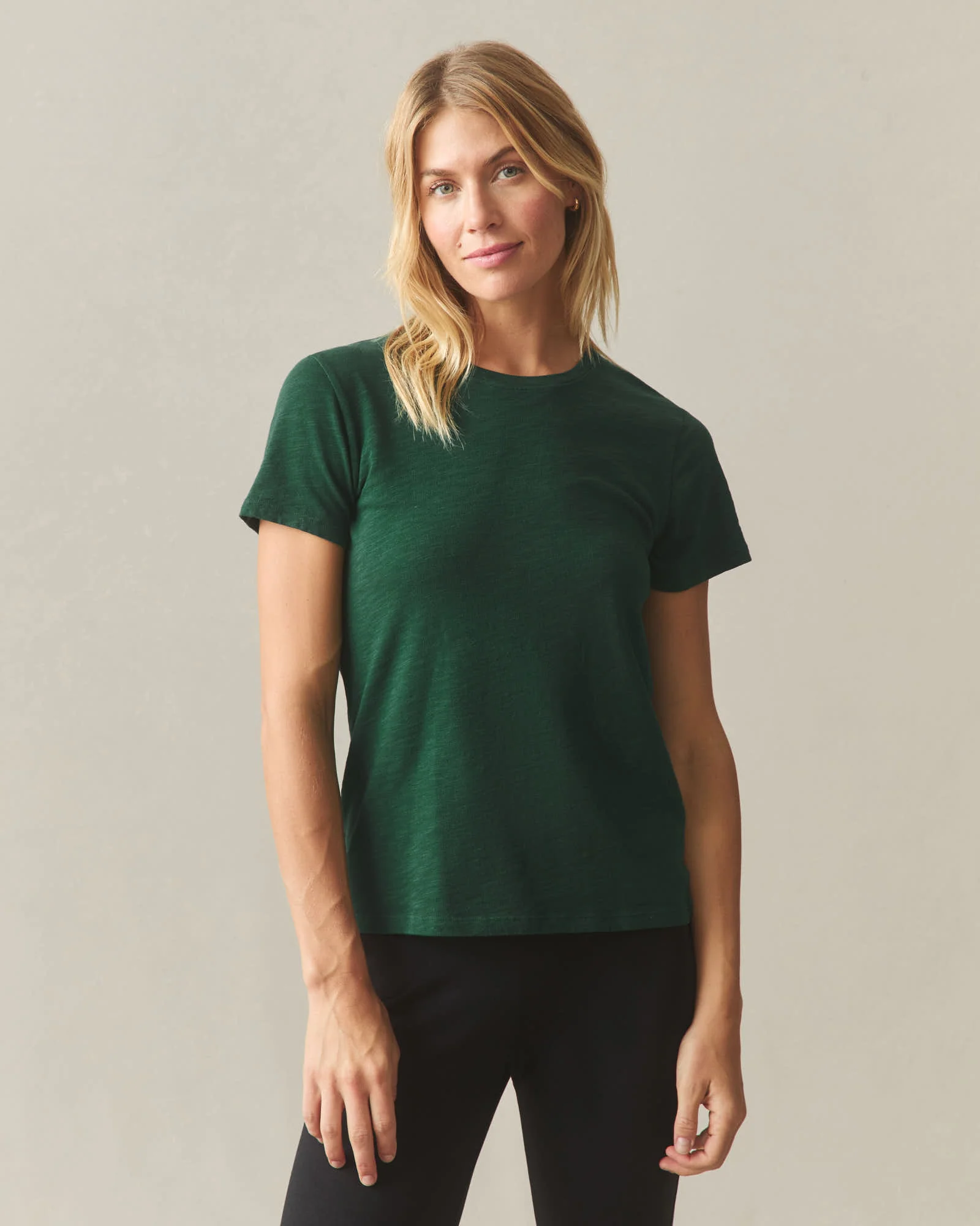 Women's Premium Slub Crew Tee - Dark Green - Image 2