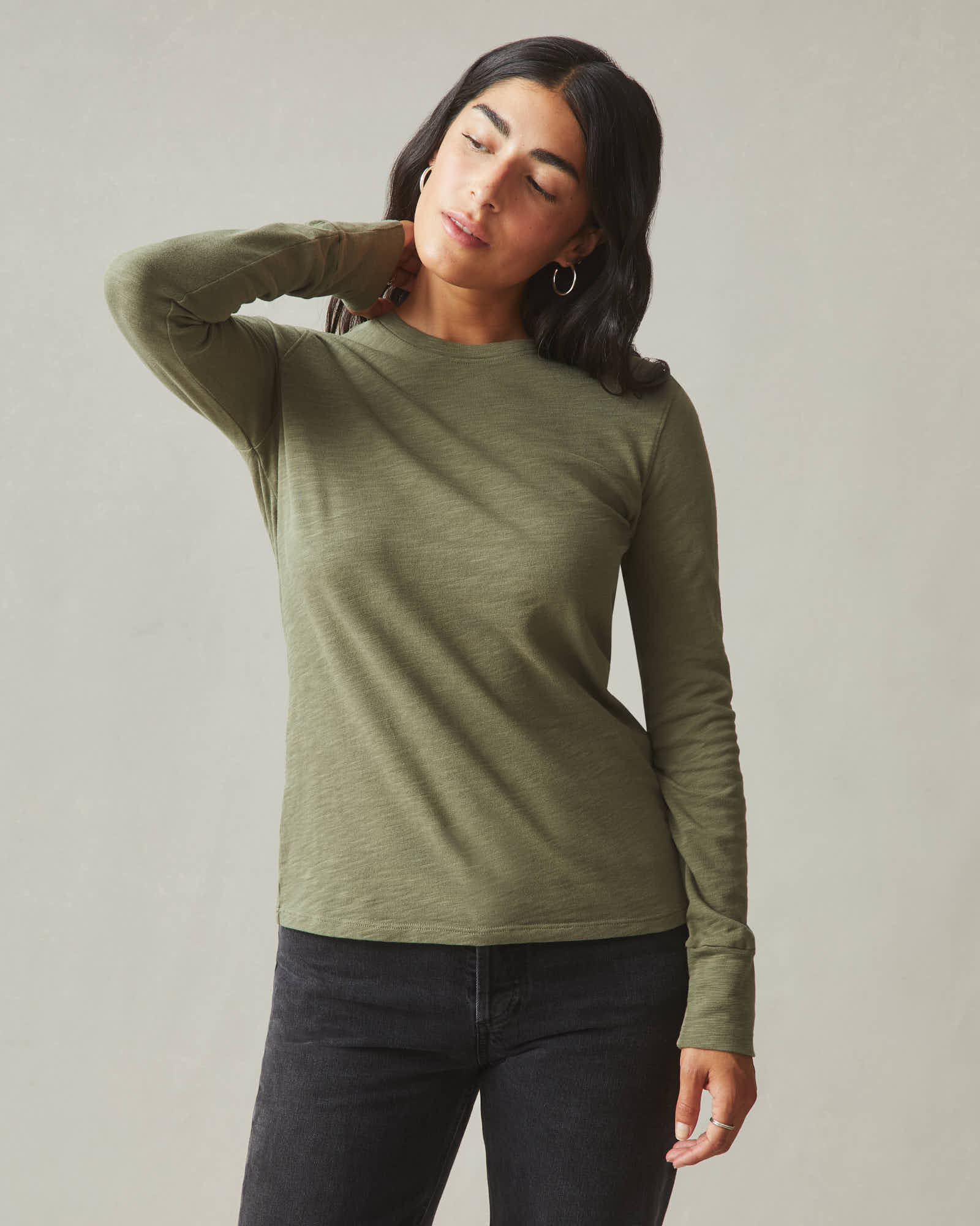 Women's Premium Slub Long Sleeve Crew Tee - Artichoke - Image 2