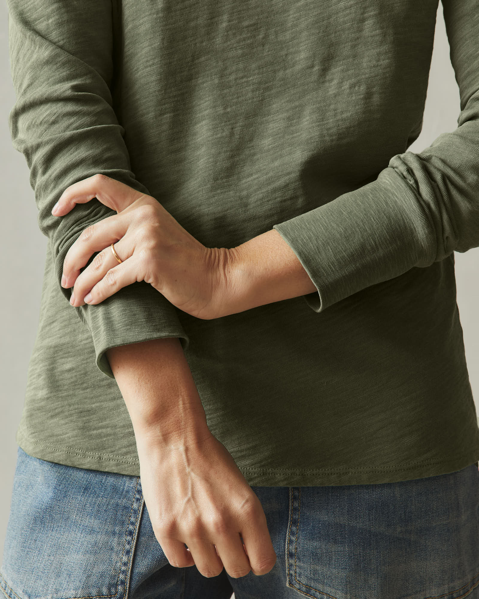 Women's Premium Slub Long Sleeve Crew Tee - Fern - Image 4