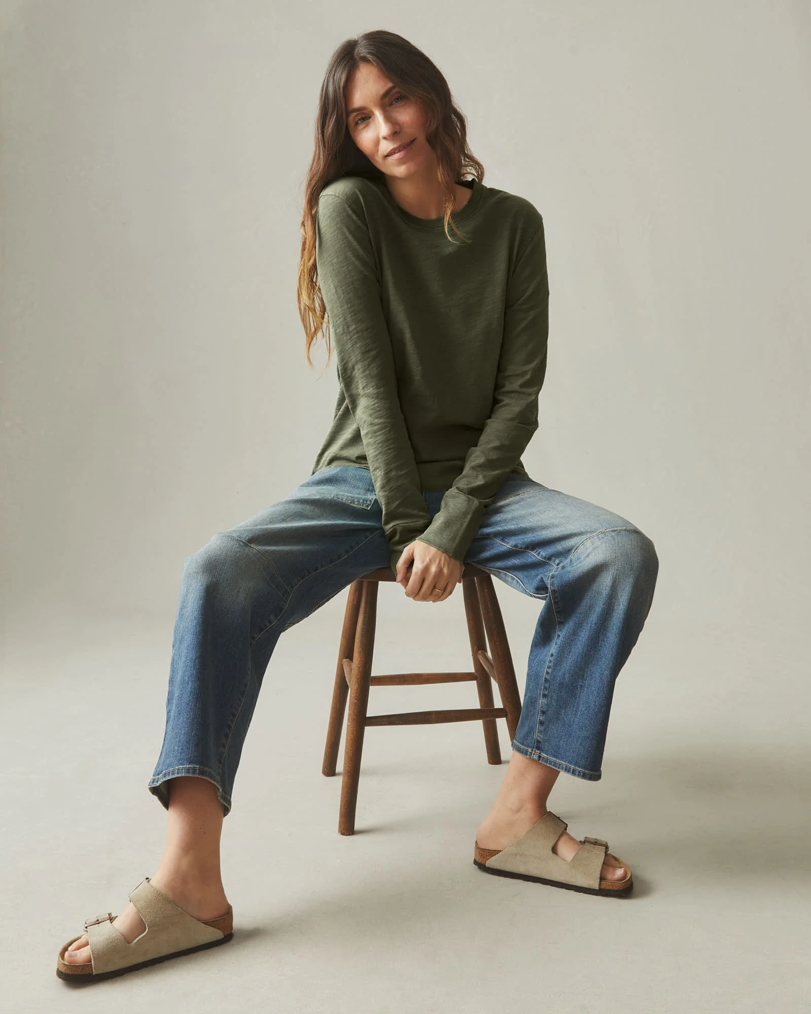 Women's Premium Slub Long Sleeve Crew Tee - Fern - Image 5