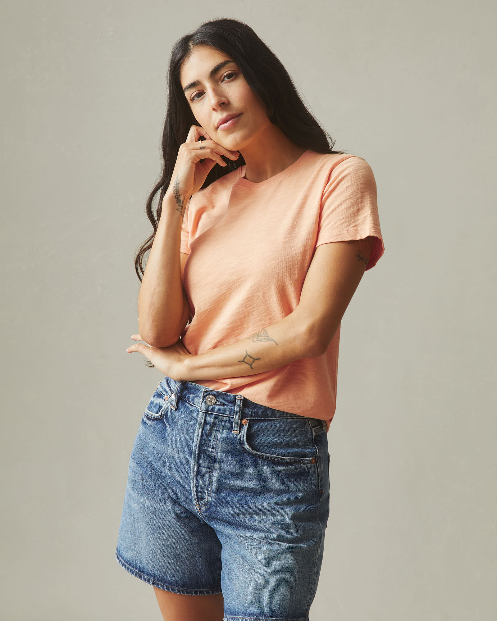 Women's Premium Slub Crew Tee - Peach Fuzz - Image 6