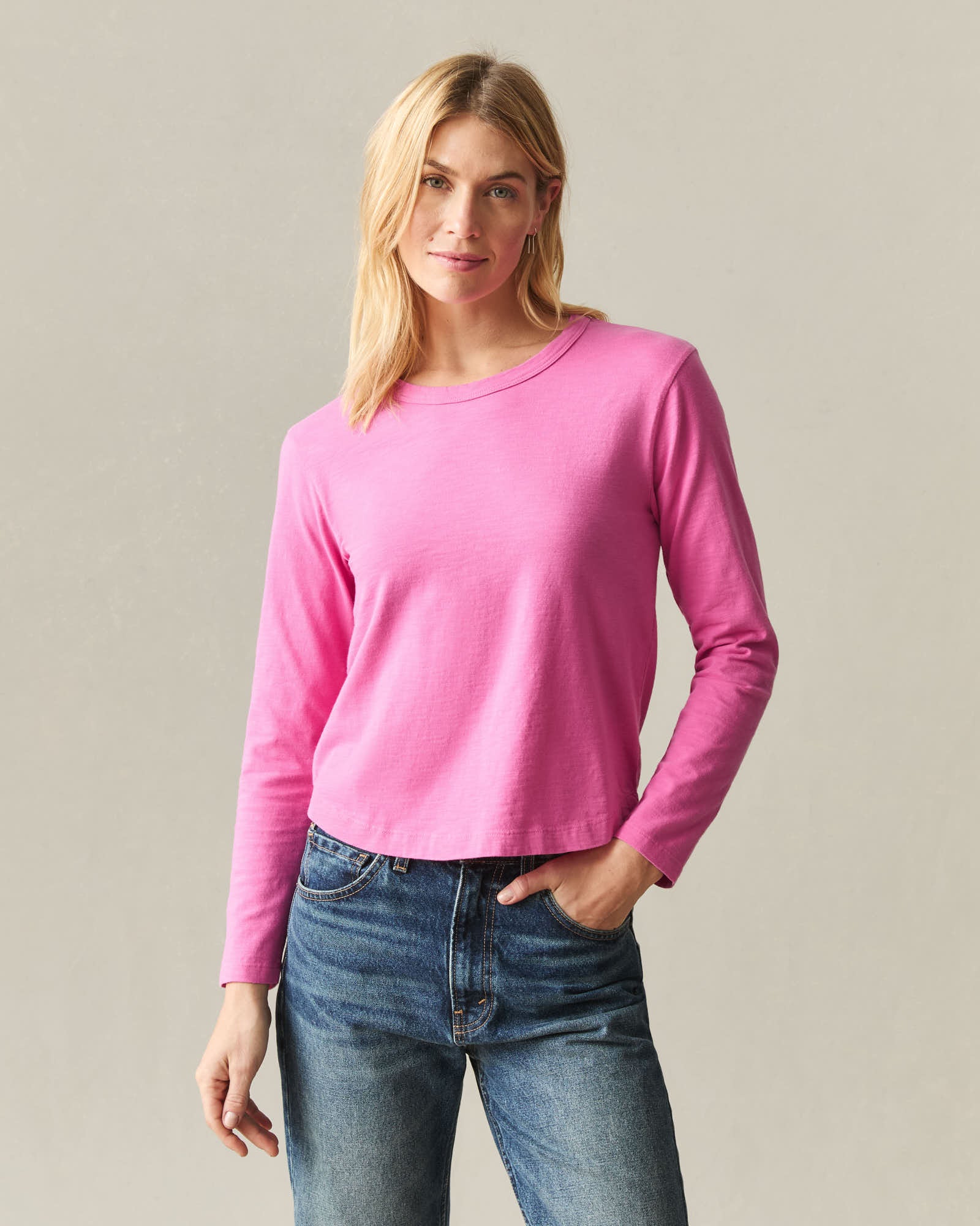 Women's Premium Slub Curved Hem Long Sleeve - Gin Fizz - Image 2