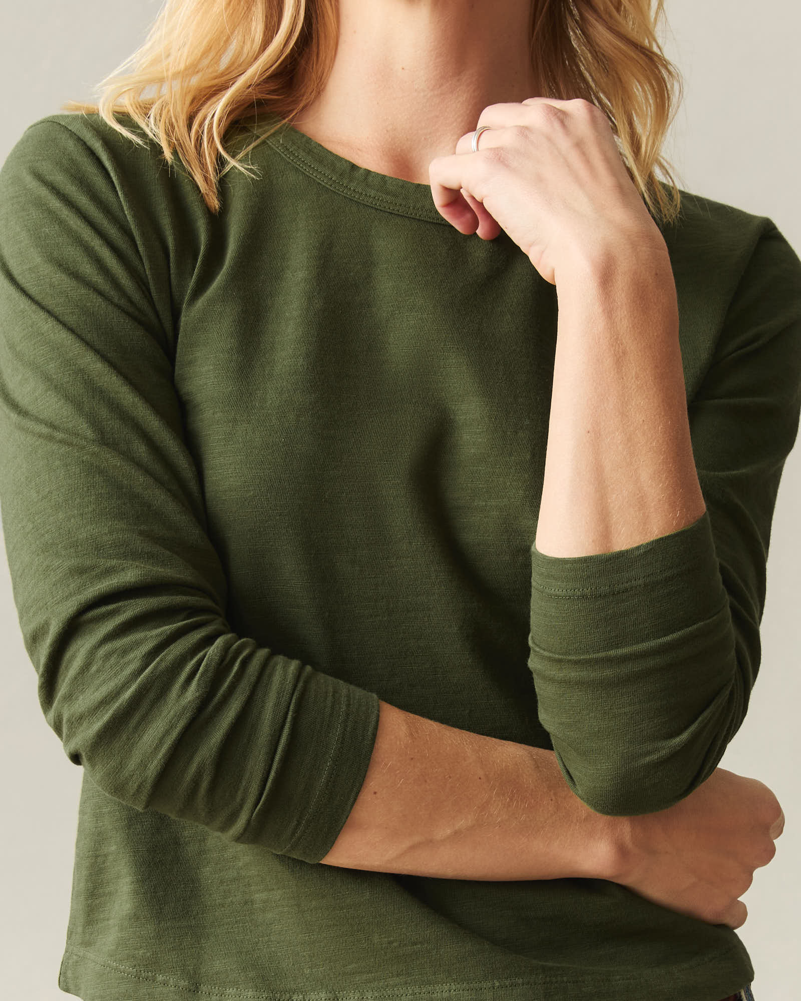Women's Premium Slub Curved Hem Long Sleeve - Rifle Green - Image 4