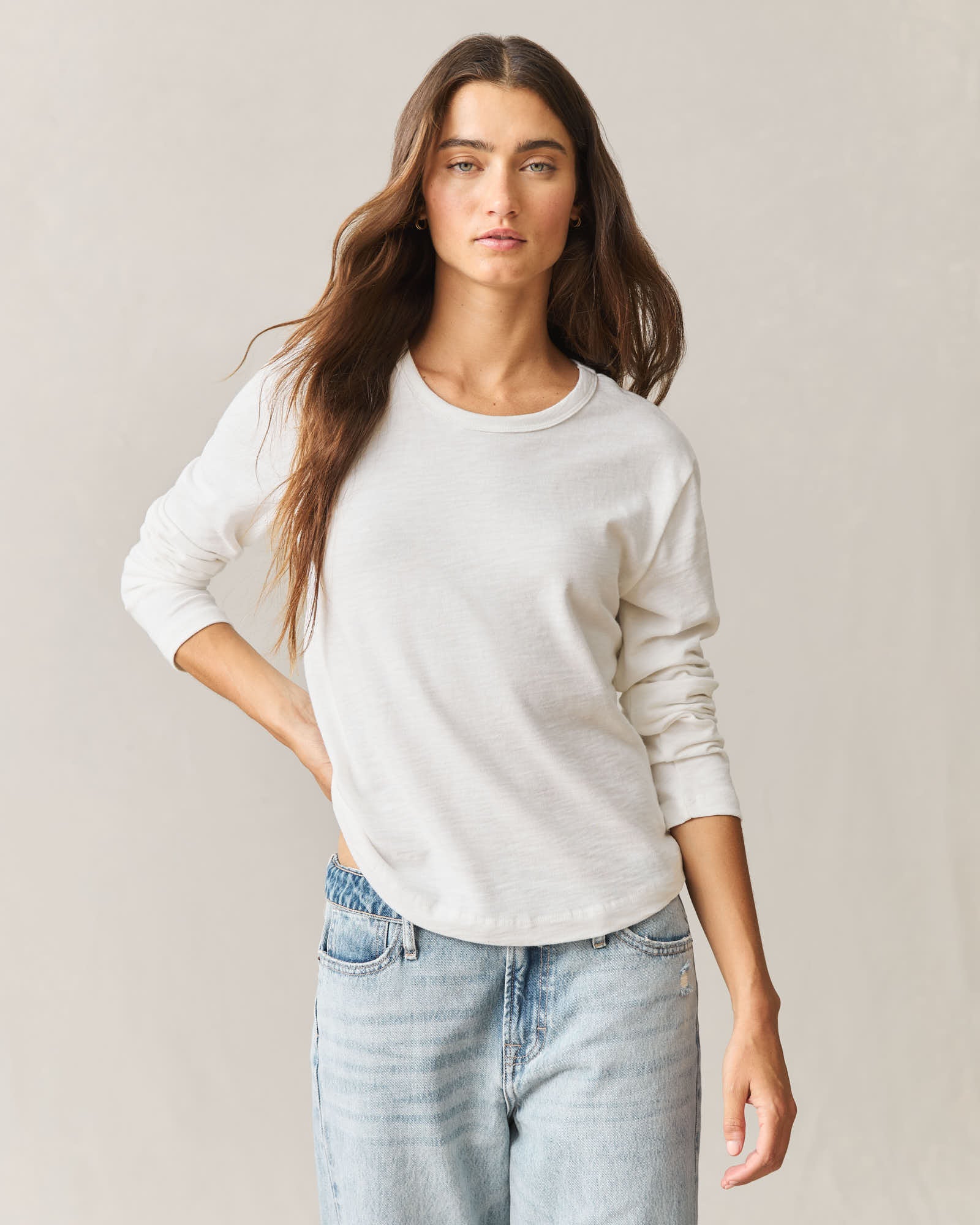 Women's Premium Slub Curved Hem Long Sleeve - Sugar Swizzle - Image 2