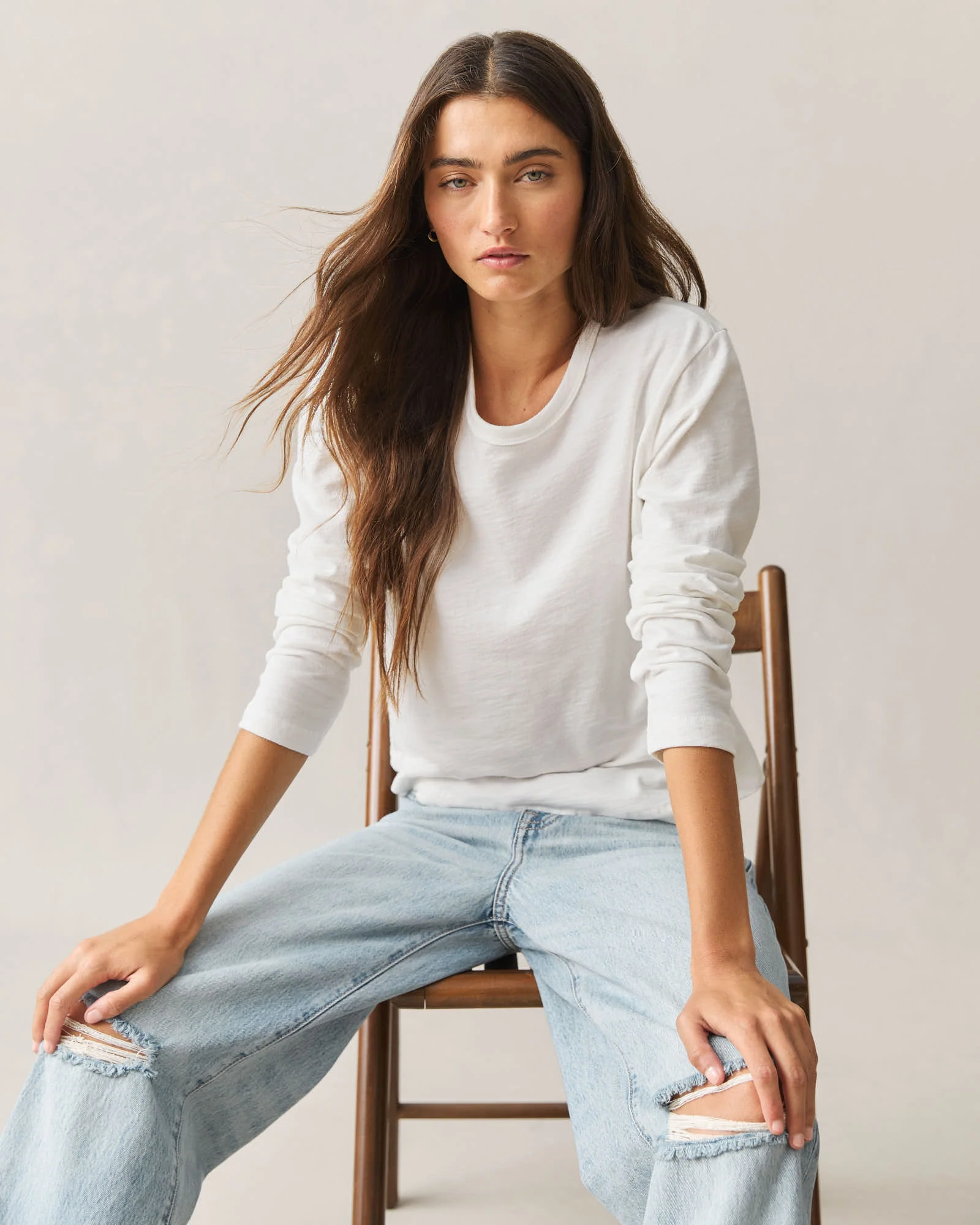 Women's Premium Slub Curved Hem Long Sleeve - Sugar Swizzle - Image 6