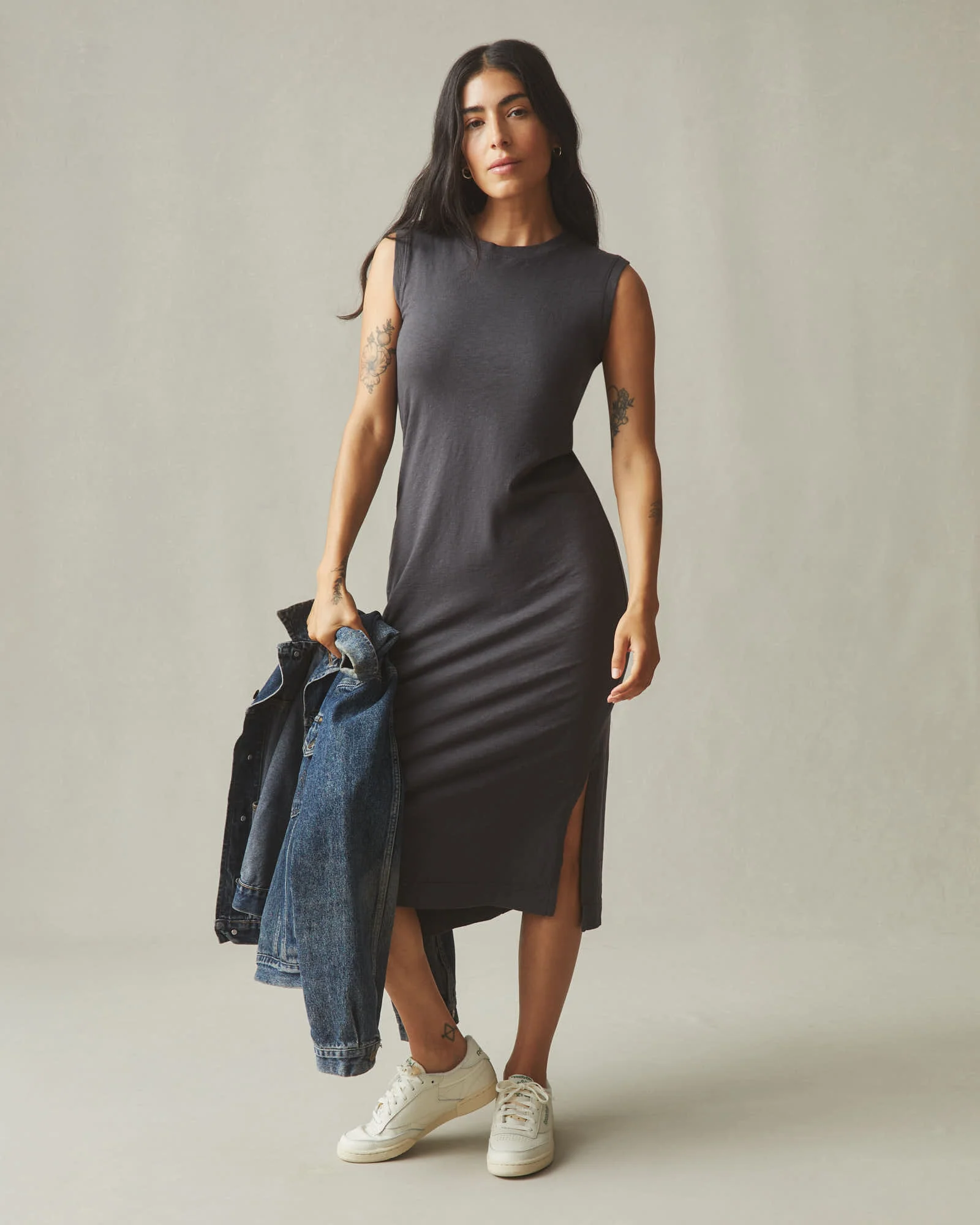 Women's Premium Slub Tank Dress - Dark Charcoal - Image 5