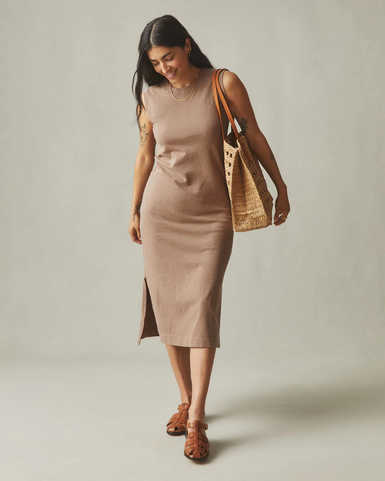 Women's Premium Slub Tank Dress - Pine Bark - Image 6