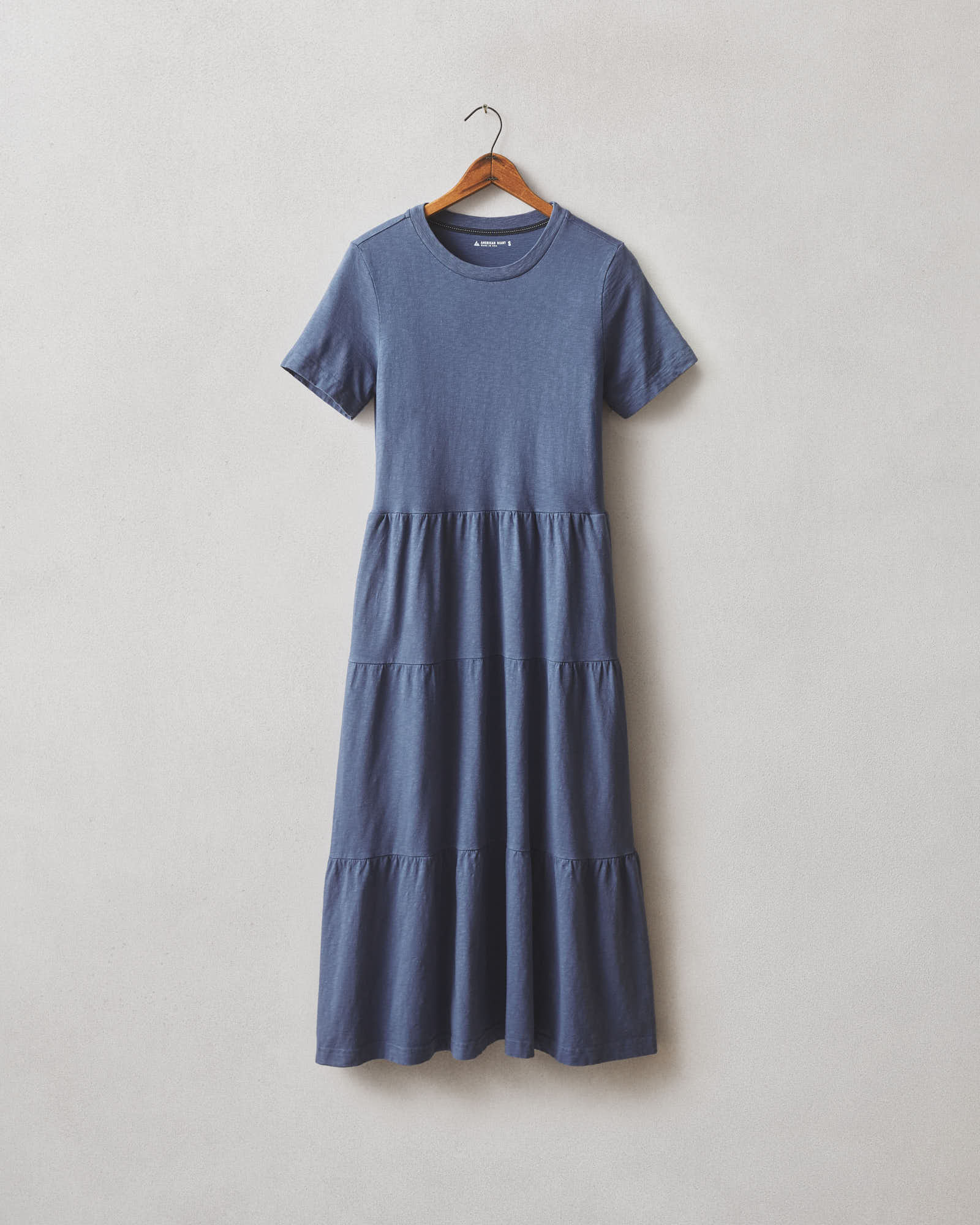 Women's Premium Slub Tiered Dress - Washed Denim - Image 4