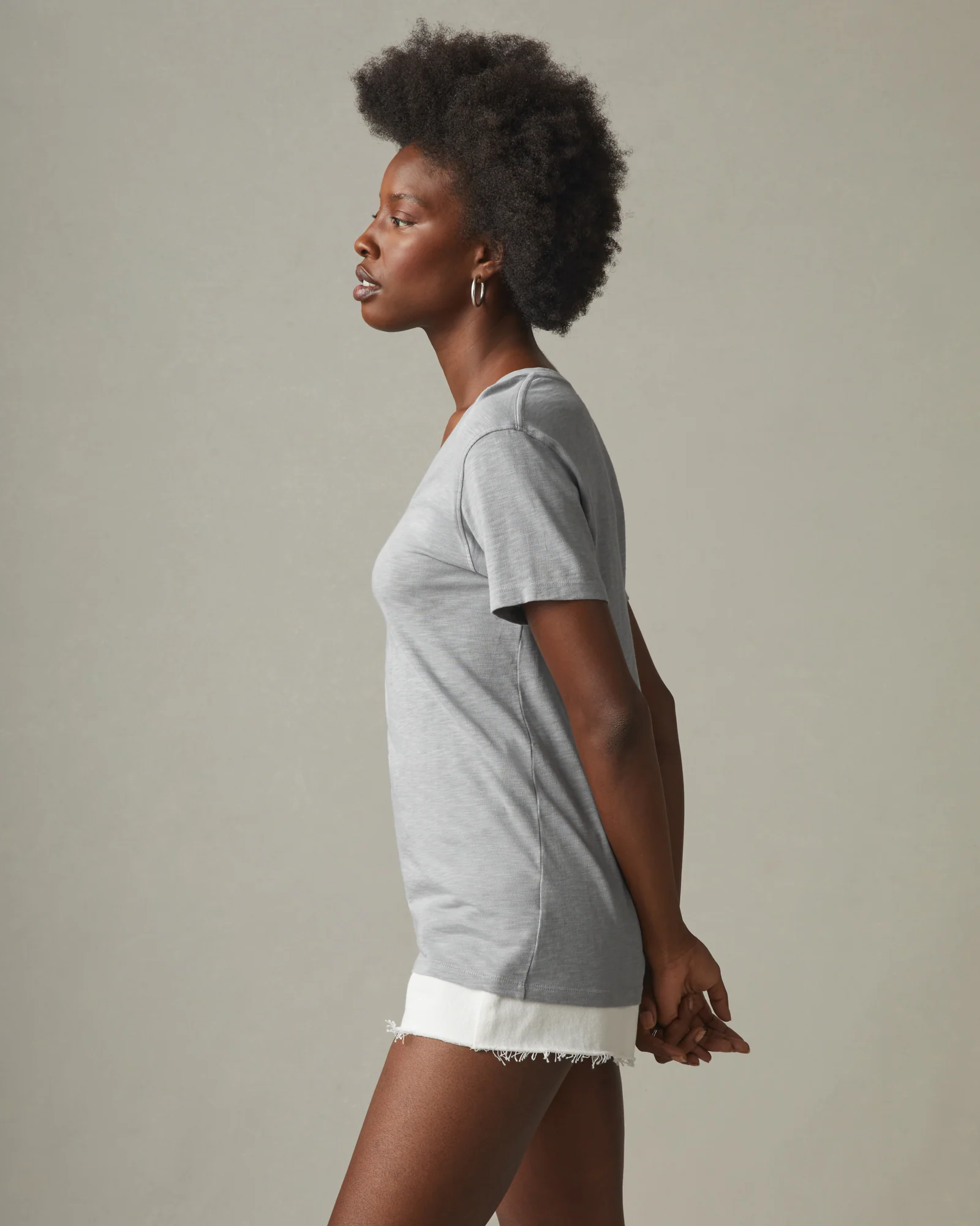 Women's Premium Slub V-Neck Tee - Cement - Image 2