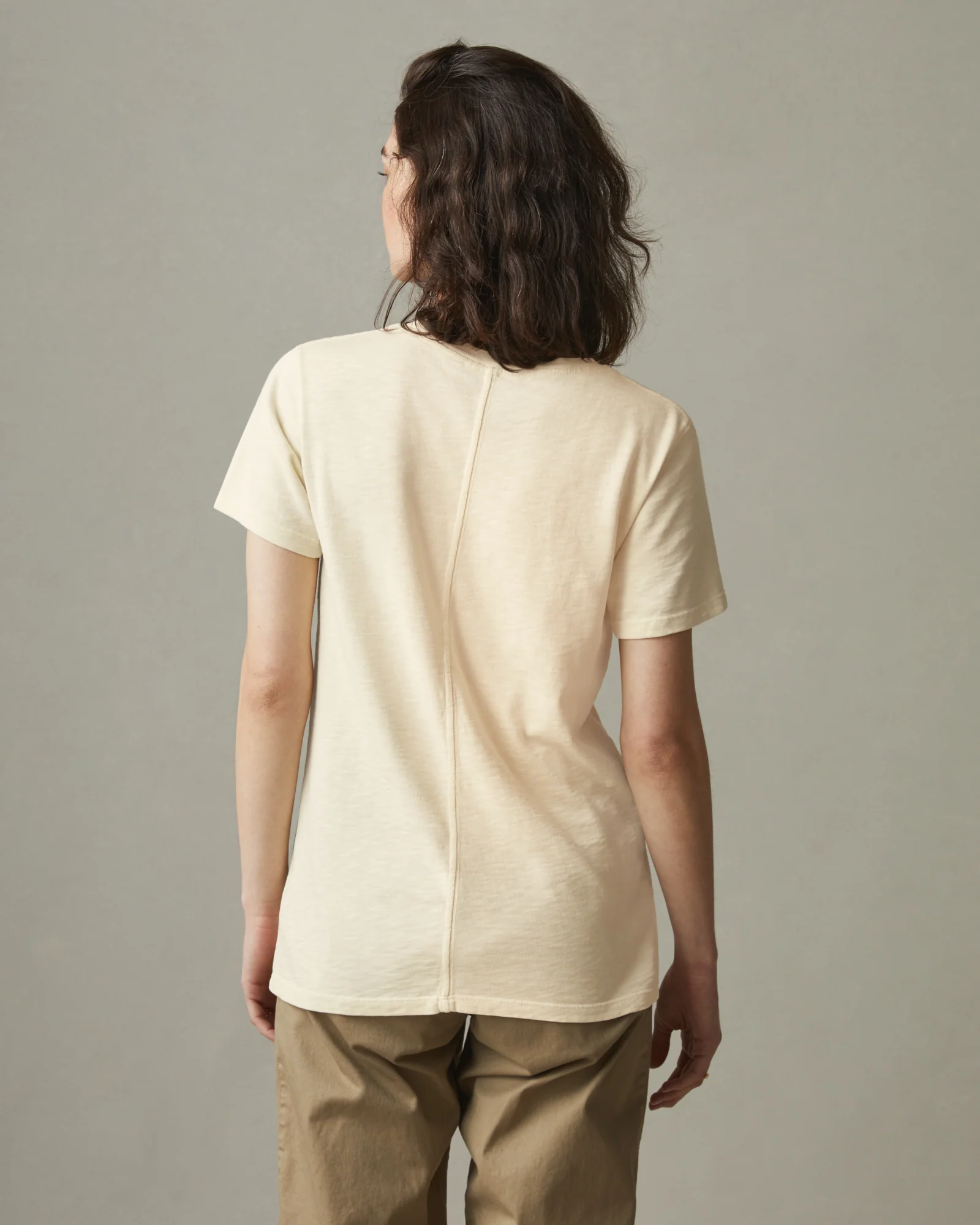Women's Premium Slub V-Neck Tee - Egg Shell - Image 3