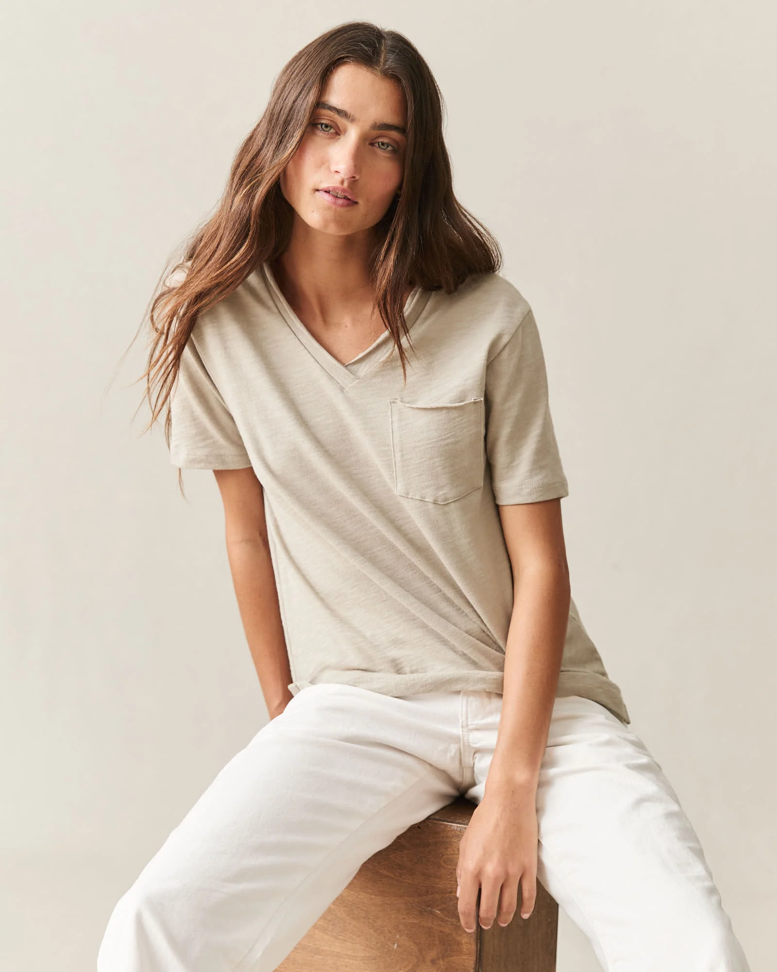 Women's Premium Slub Pocket Tee  - Feather Grey - Image 5