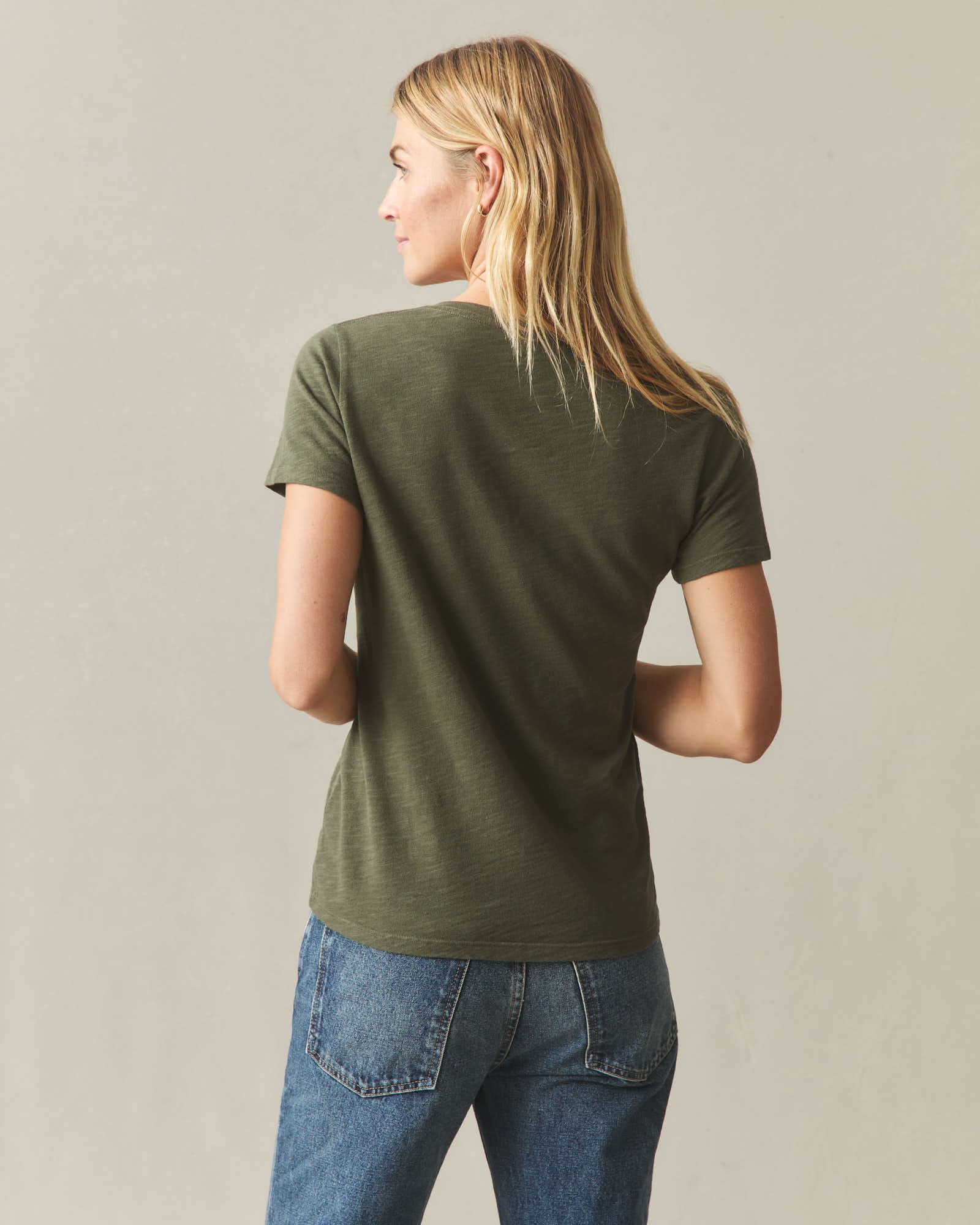 Women's Premium Slub V-Neck Tee - Loden - Image 3