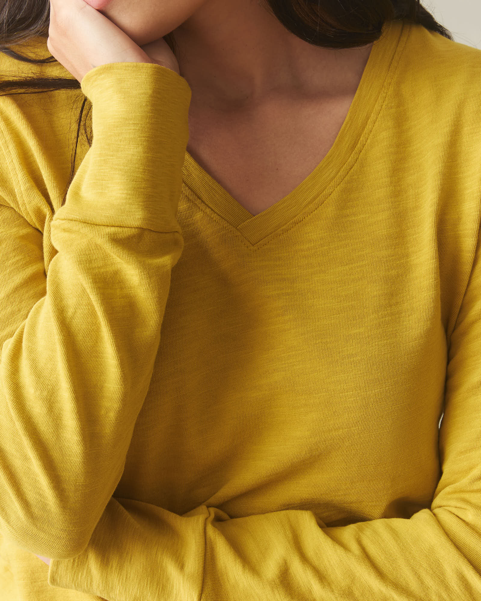 Women's Premium Slub V-Neck Tee Long Sleeve - Arrowwood - Image 3