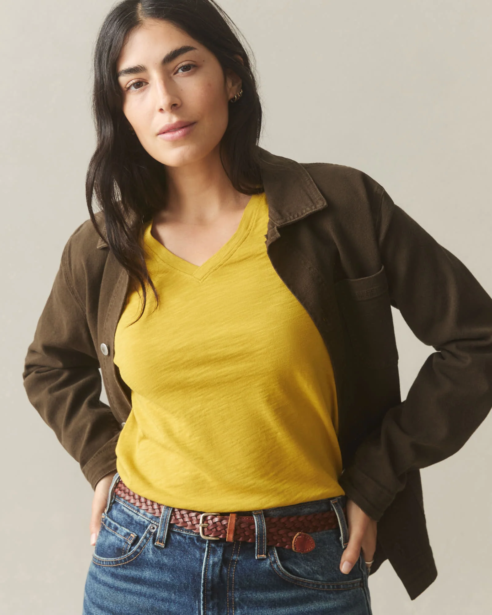 Women's Premium Slub V-Neck Tee Long Sleeve - Arrowwood - Image 4