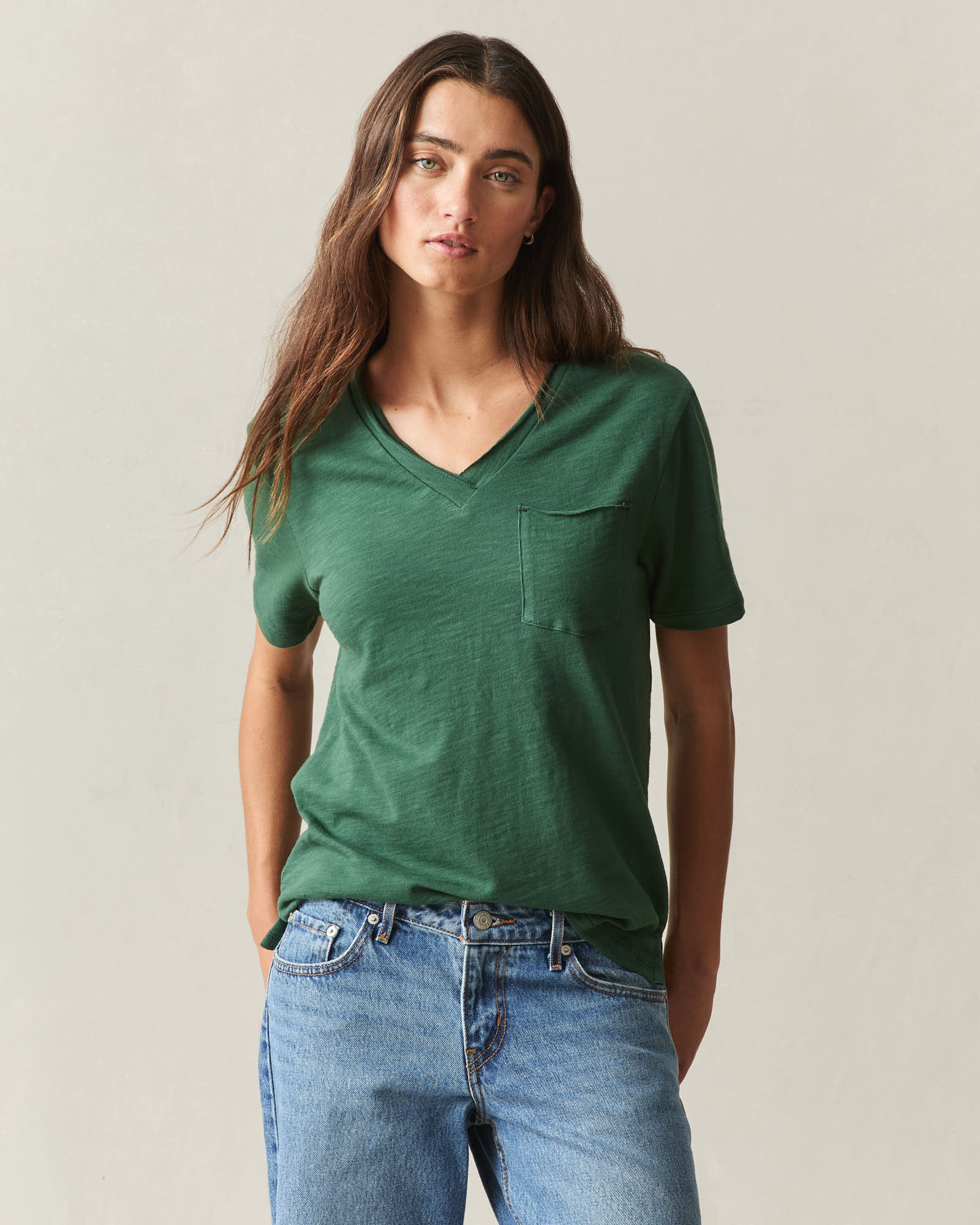 Women's Premium Slub Pocket Tee - Pineneedle - Image 2
