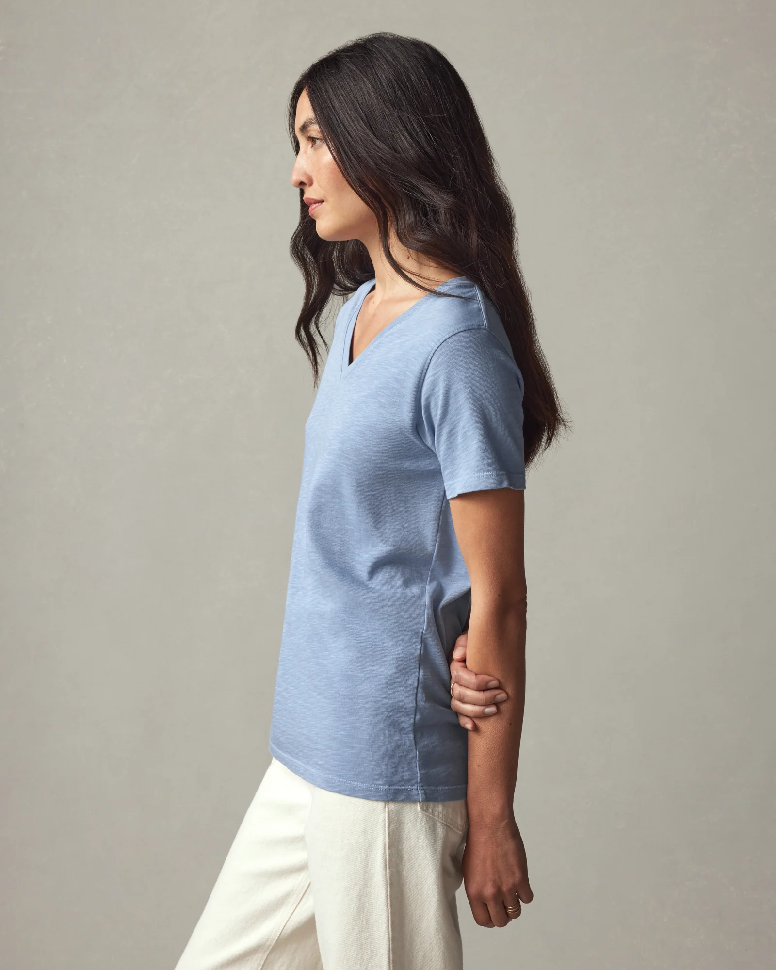 Women's Premium Slub V-Neck Tee - Rain Washed - Image 2