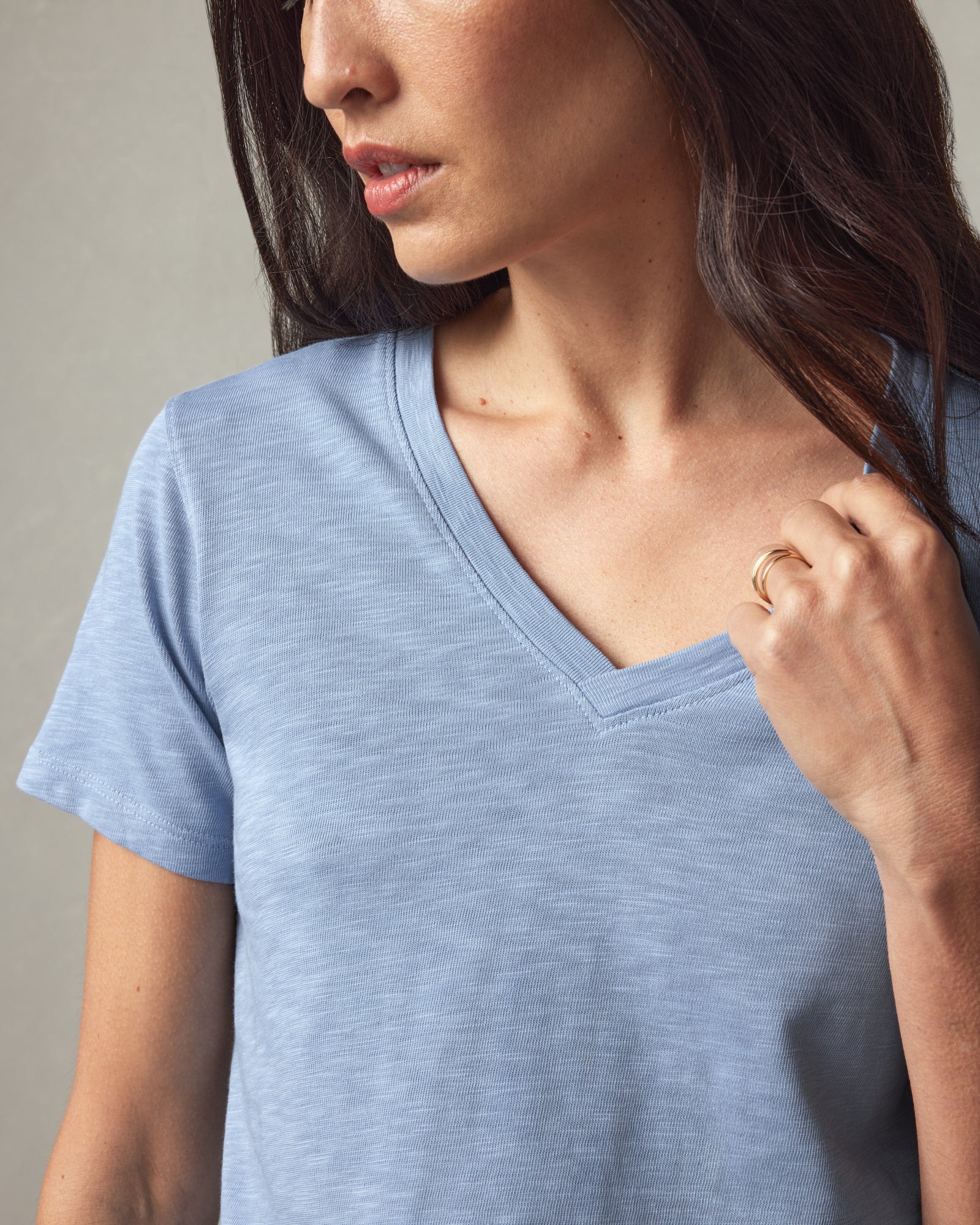 Women's Premium Slub V-Neck Tee - Rain Washed - Image 4