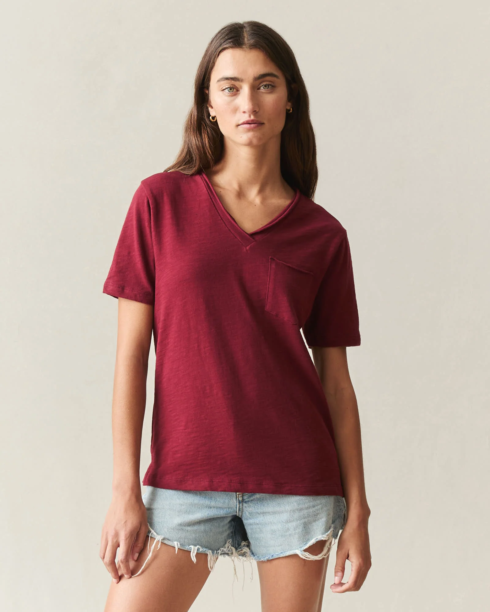 Women's Premium Slub Pocket Tee  - Syrah - Image 2