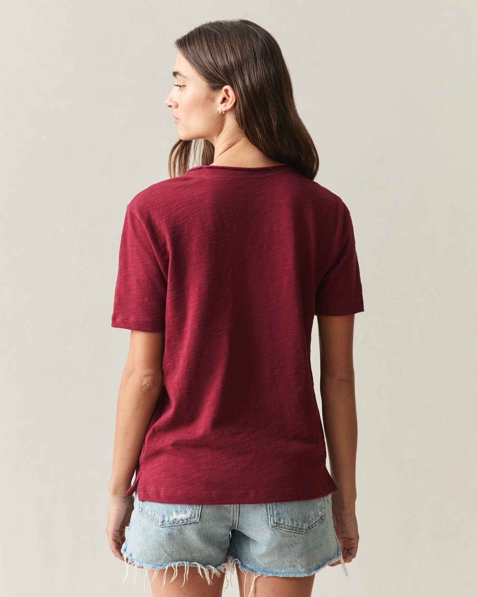 Women's Premium Slub Pocket Tee  - Syrah - Image 4