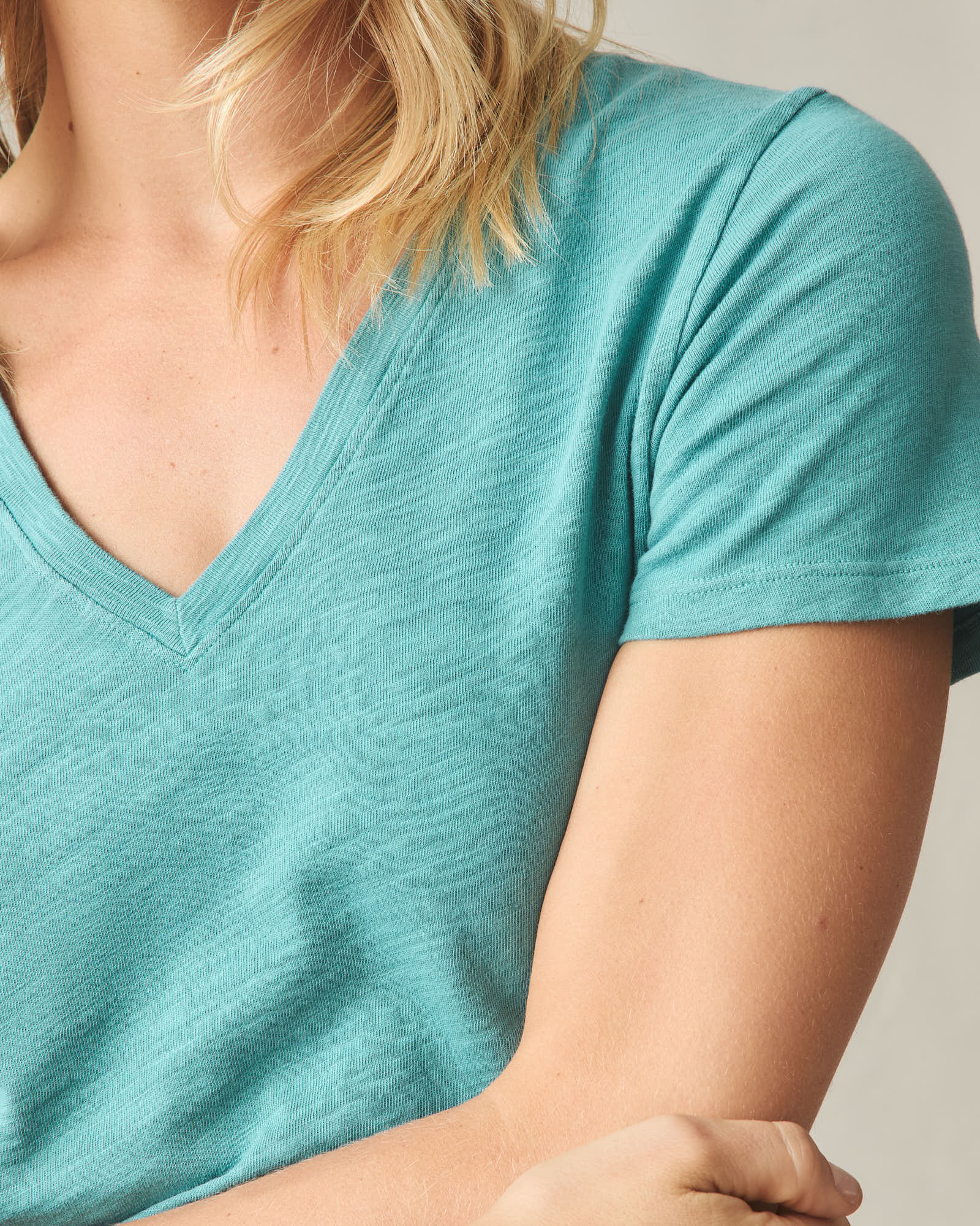 Women's Premium Slub V-Neck Tee - Teal - Image 3