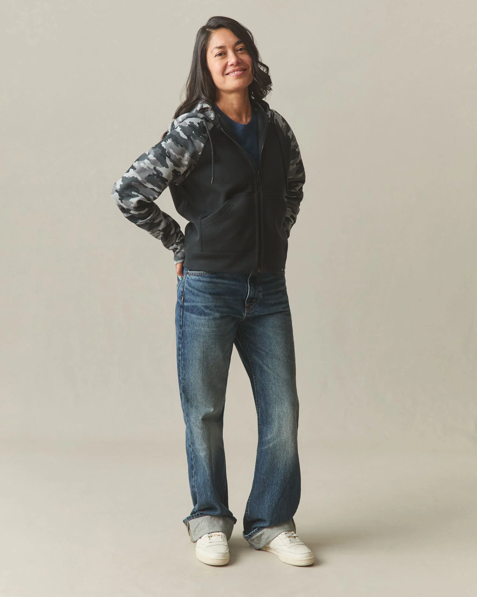 Women's Raglan Classic Full Zip - Black Camo - Image 7