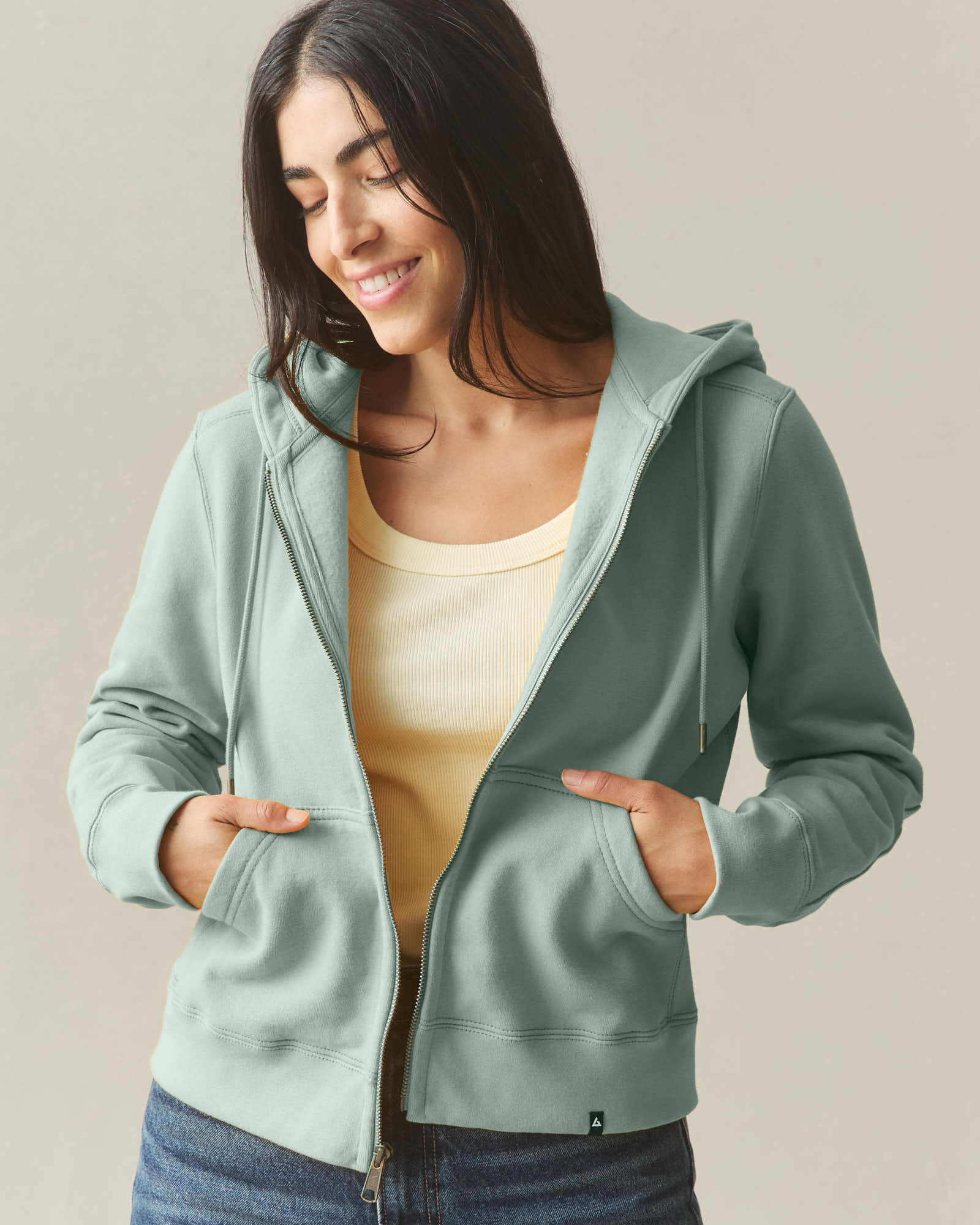 Women's Relaxed Classic Full Zip - Green Milieu - Image 3