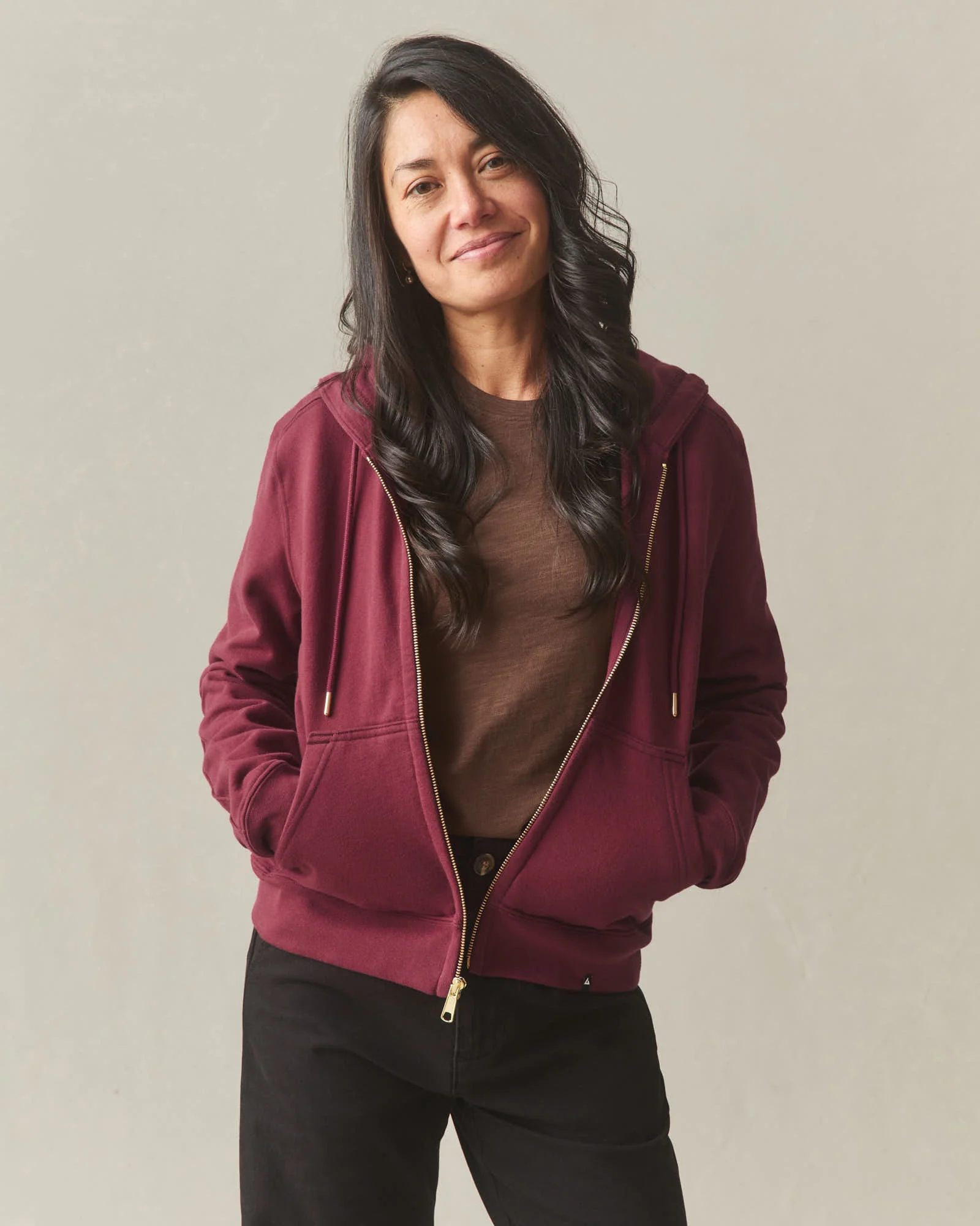 Women's Relaxed Classic Full Zip - Pomegranate - Image 3