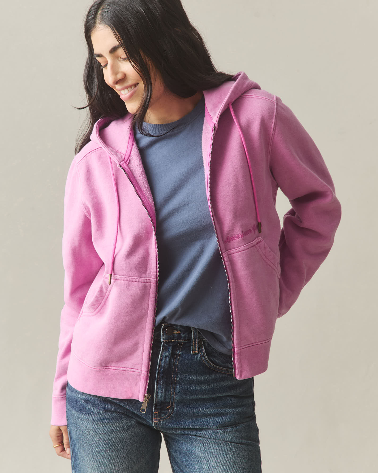 Women's Vintage Wash Relaxed Classic Full Zip - Washed Fiji Flower - Image 2