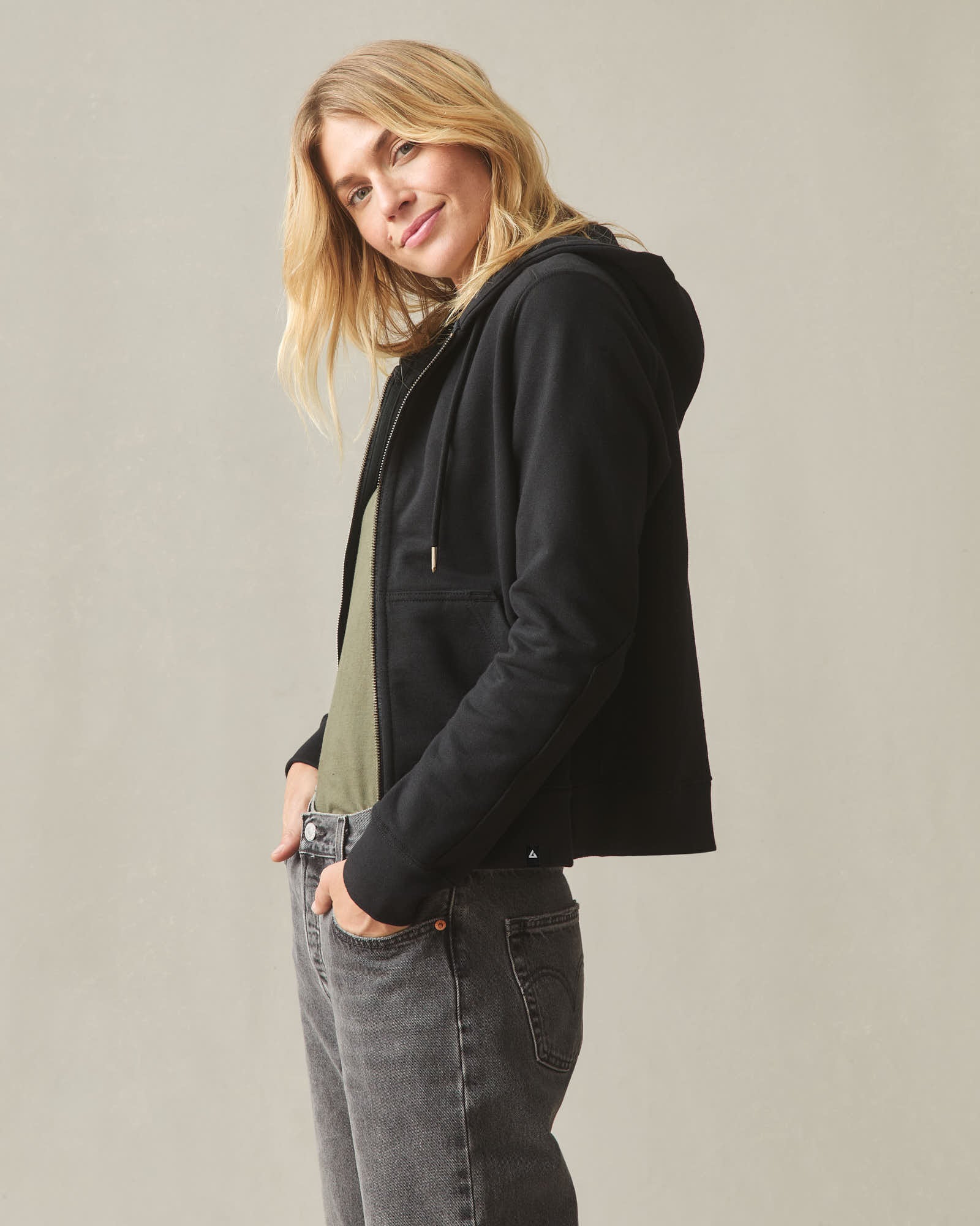 Women's Relaxed Classic Full Zip - Black - Image 4