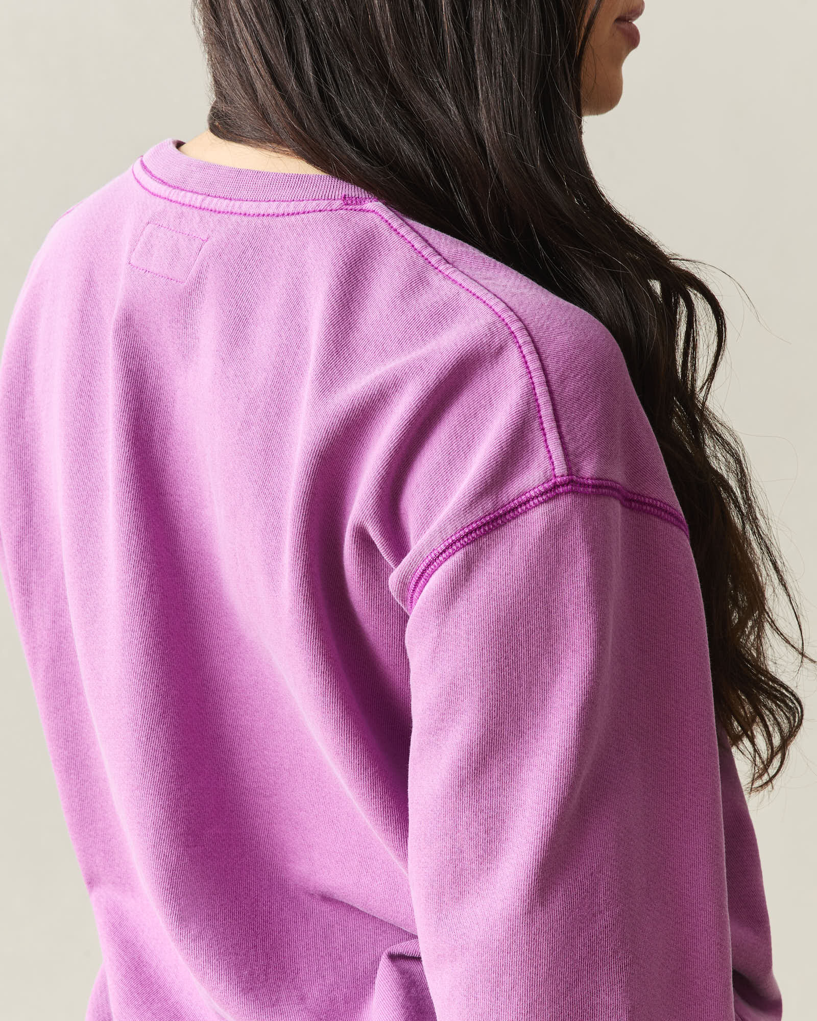 Women's Relaxed French Terry Crew - Cattleya Orchid - Image 6