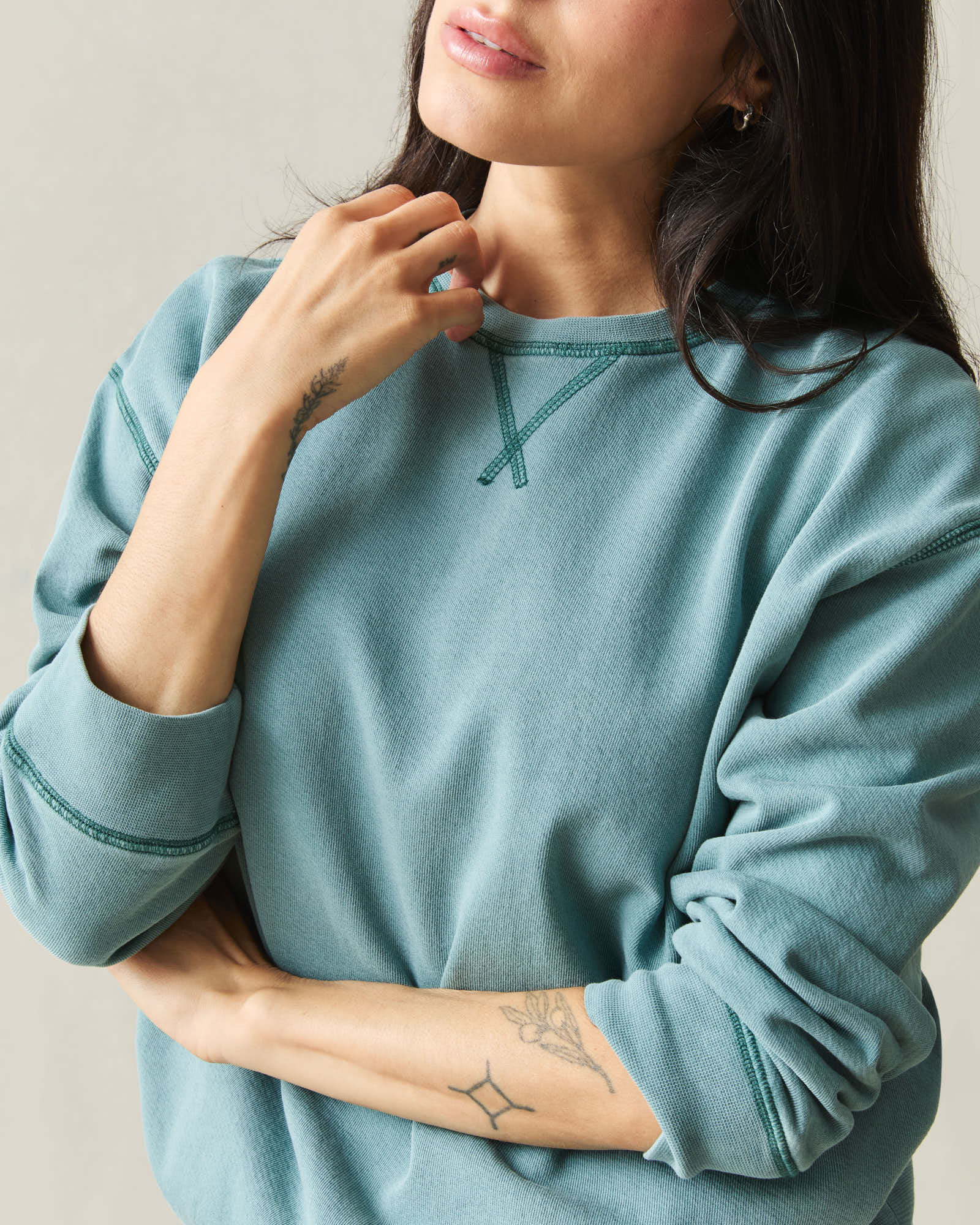 Women's Relaxed French Terry Crew - Hydro - Image 4
