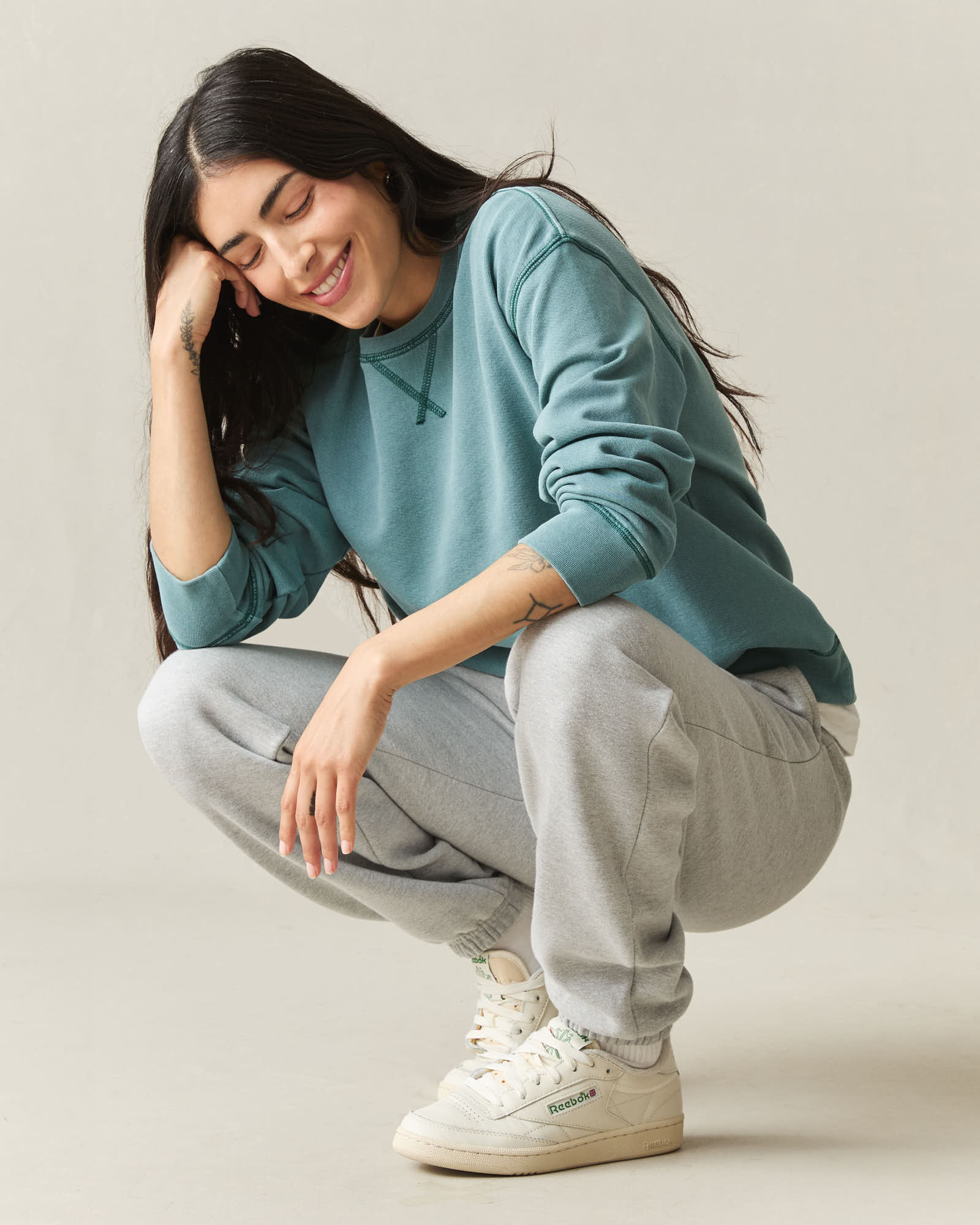 Women's Relaxed French Terry Crew - Hydro - Image 6