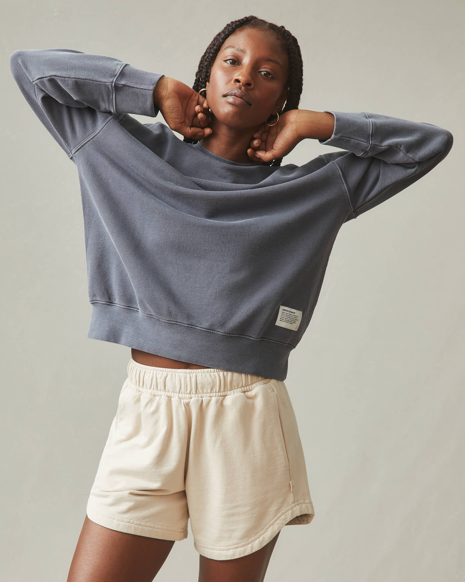 Women's Relaxed French Terry Crew - Metropolitan Grey - Image 3