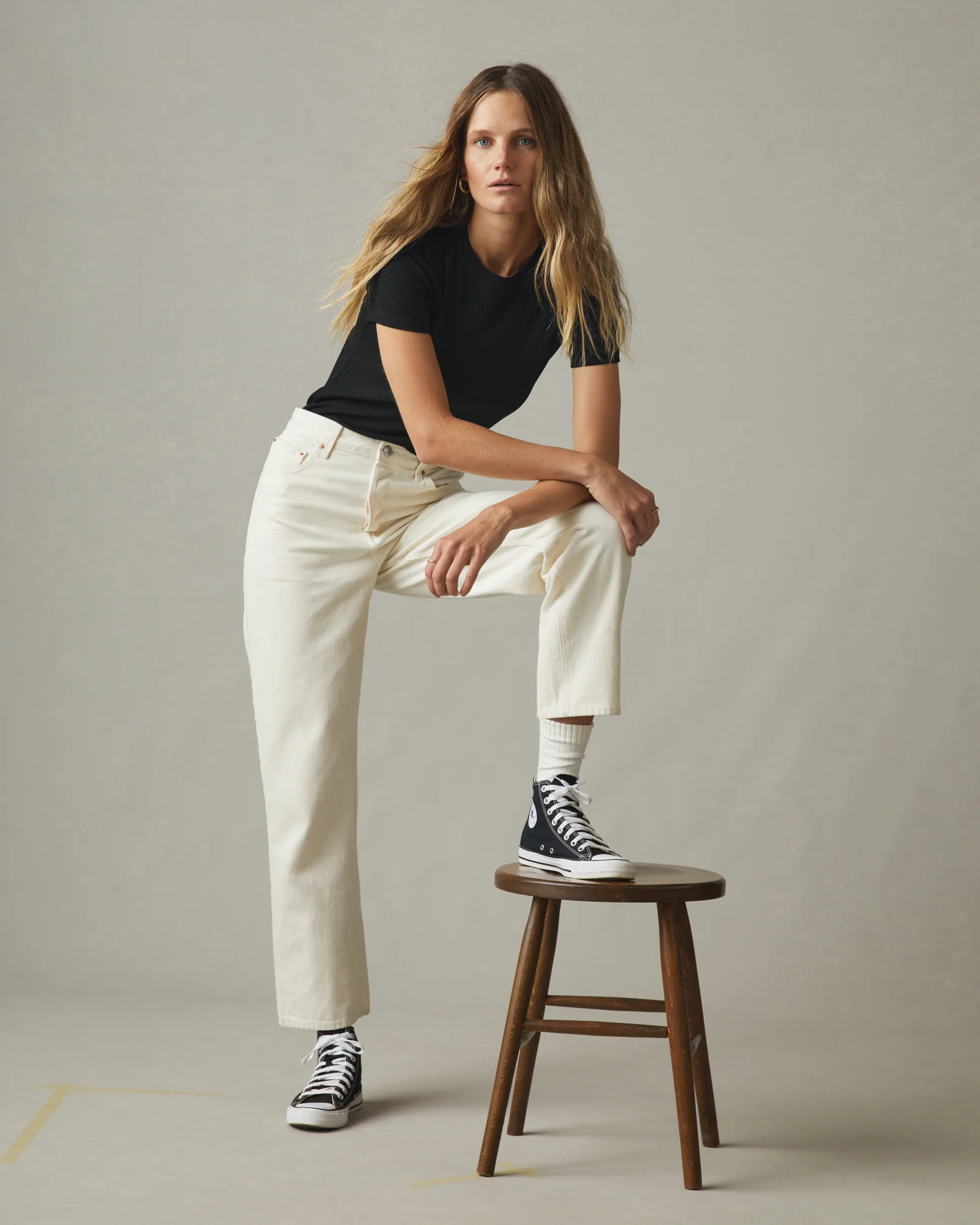 Women's Rib Crew Tee - Super Black - Image 5