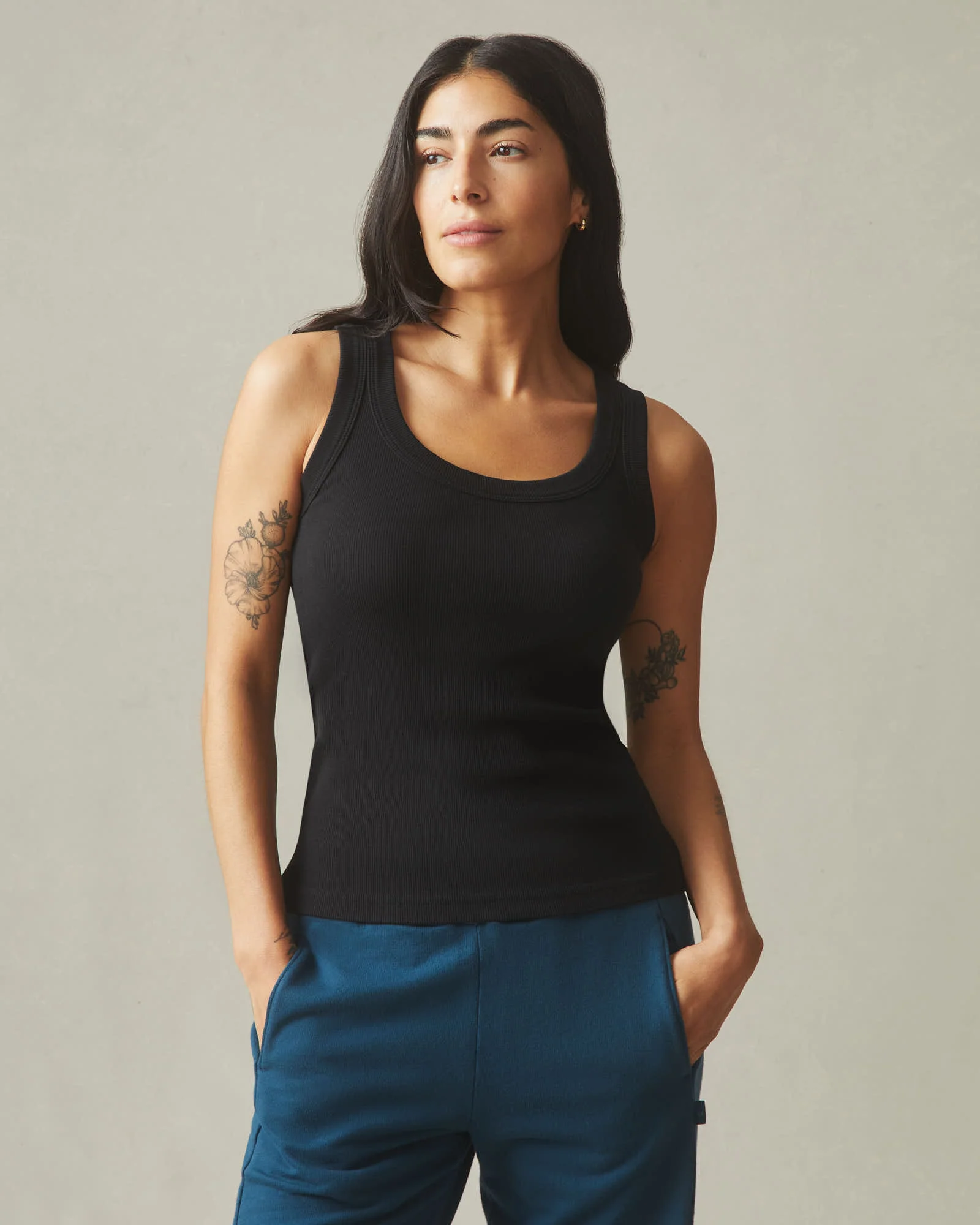 Women's Rib Tank - Black - Image 2