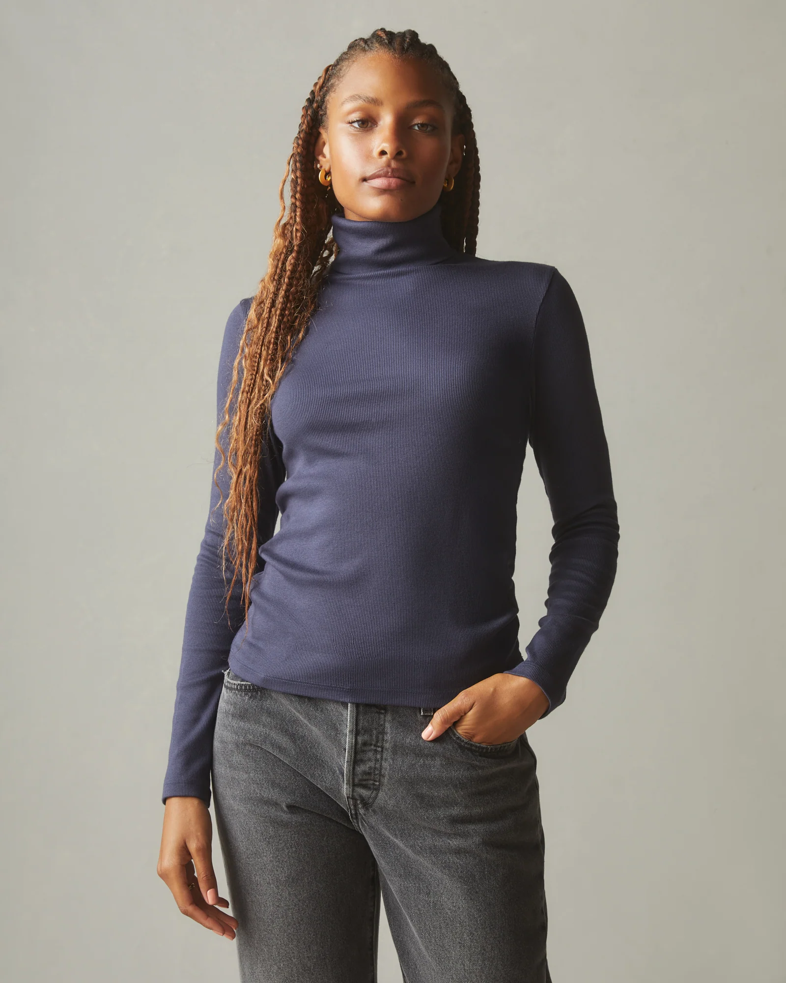 Women's Rib Turtleneck - Inkwell - Image 2