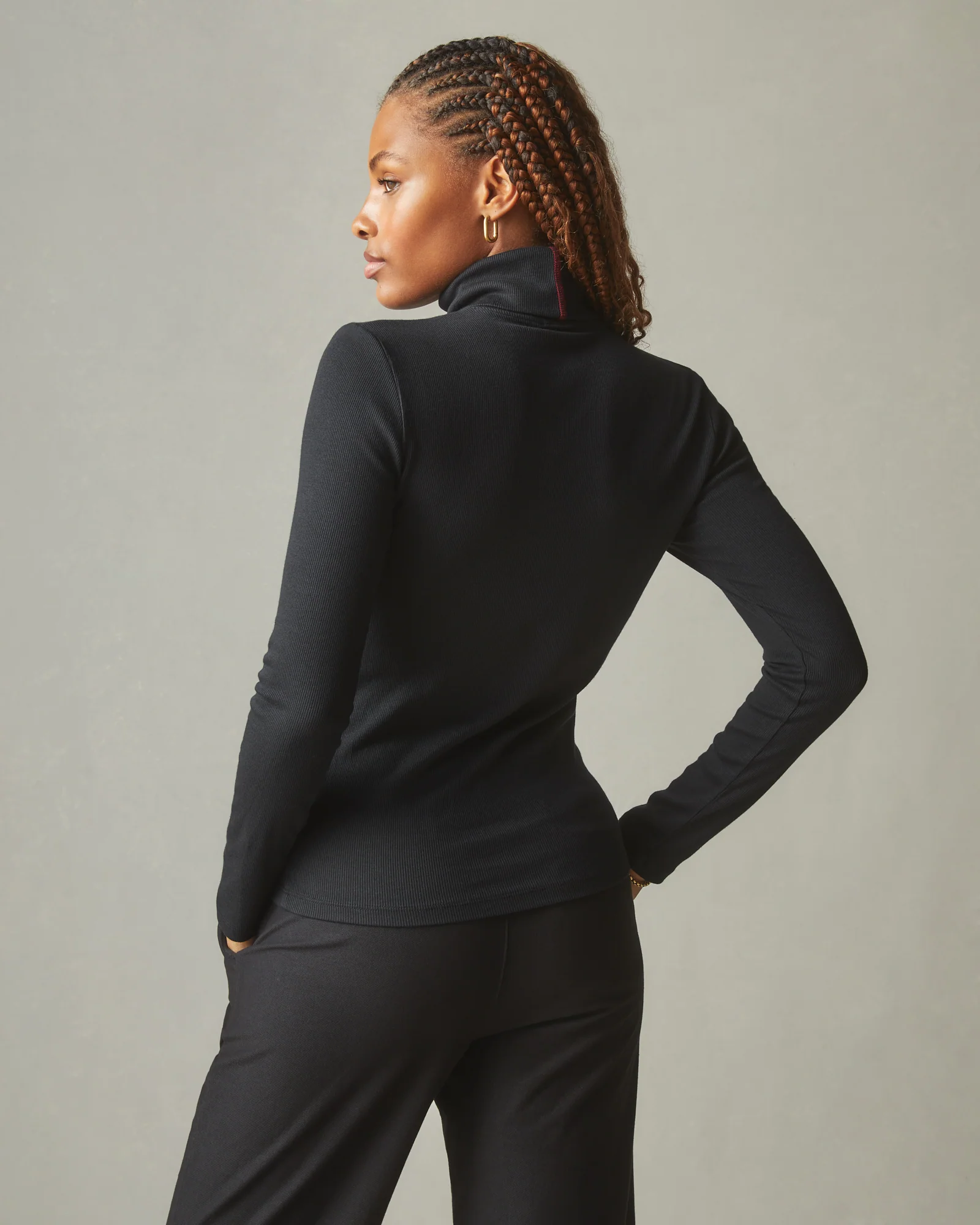 Women's Rib Turtleneck - Meteorite - Image 2