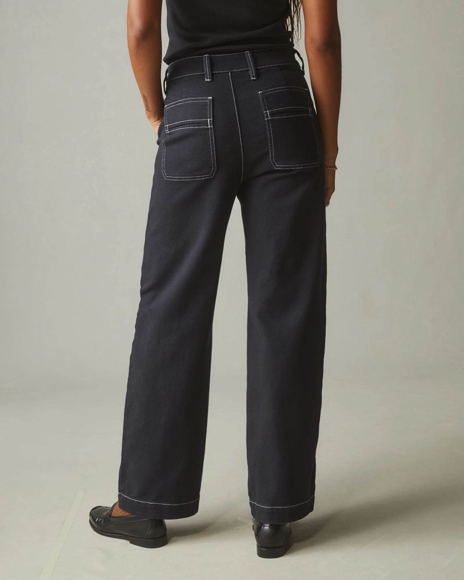 Women's Roughneck Wide Leg - Contrast Stitch - Dark Navy - Image 3
