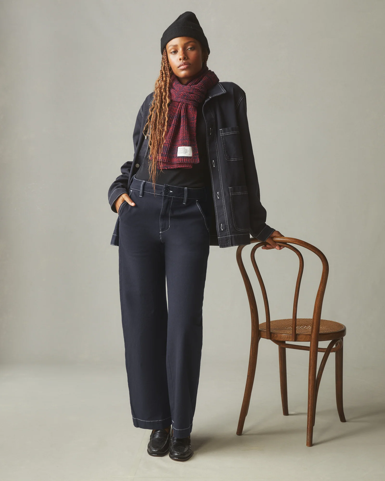 Women's Roughneck Wide Leg - Contrast Stitch - Dark Navy - Image 5