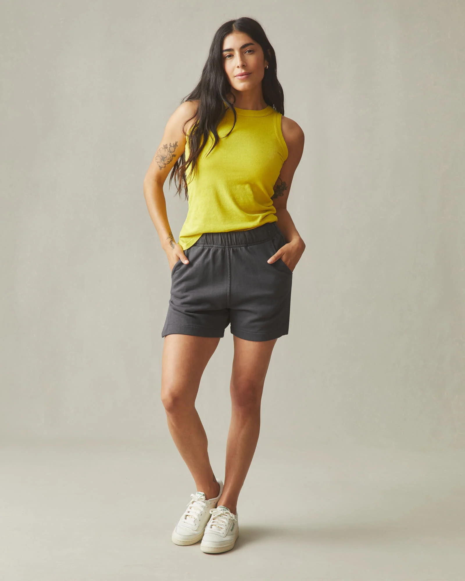 Women's Side Slit French Terry Short - Dark Charcoal - Image 4