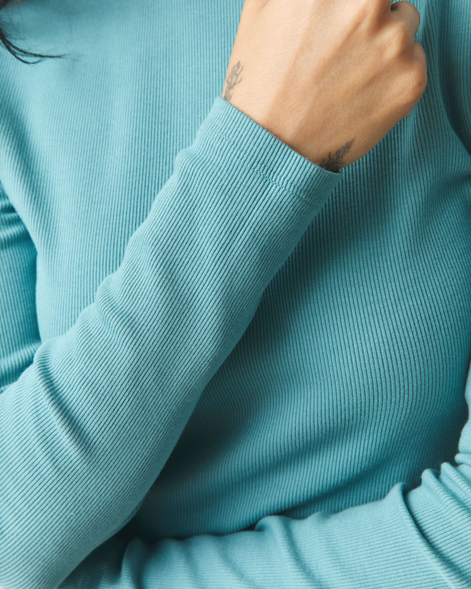 Women's Luxe Rib Crew Long Sleeve - Teal - Image 5