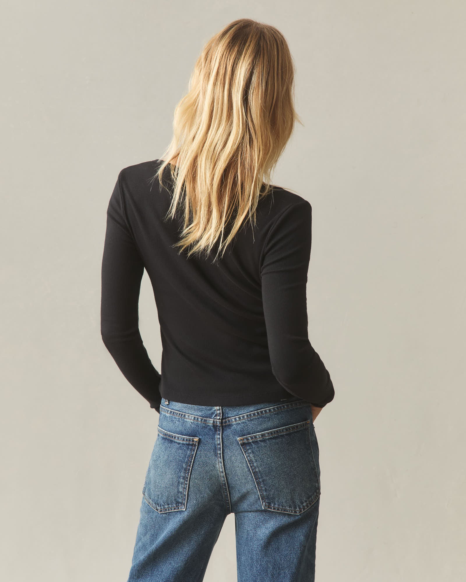 Women's Luxe Rib Square Neck Cardigan - Black - Image 3