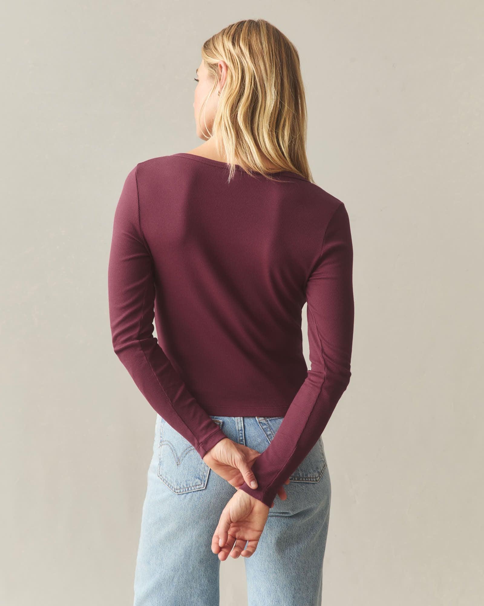 Women's Luxe Rib Square Neck Cardigan - Pomegranate - Image 5