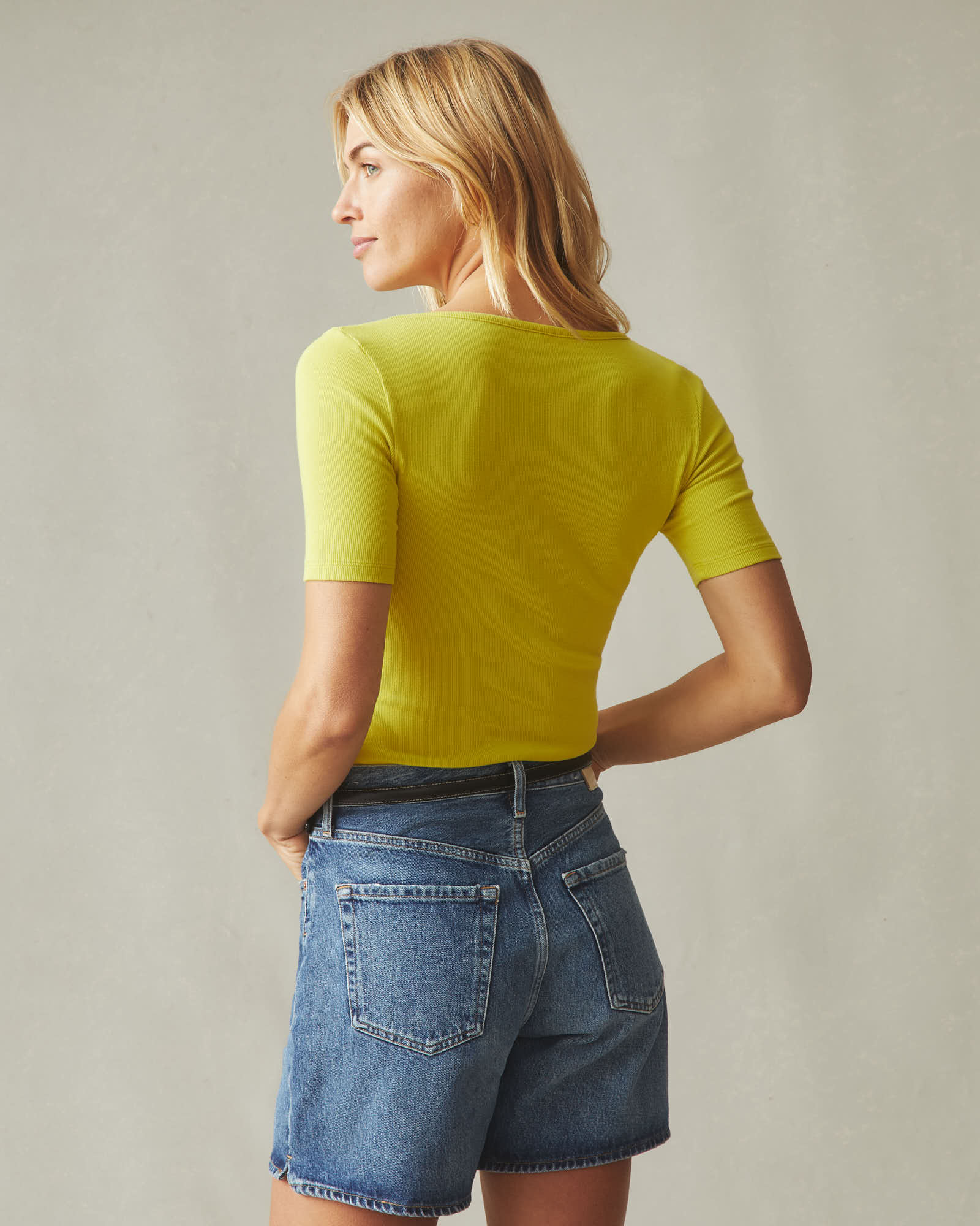 Women's Luxe Rib Square Neck Tee - Snake Eye - Image 4