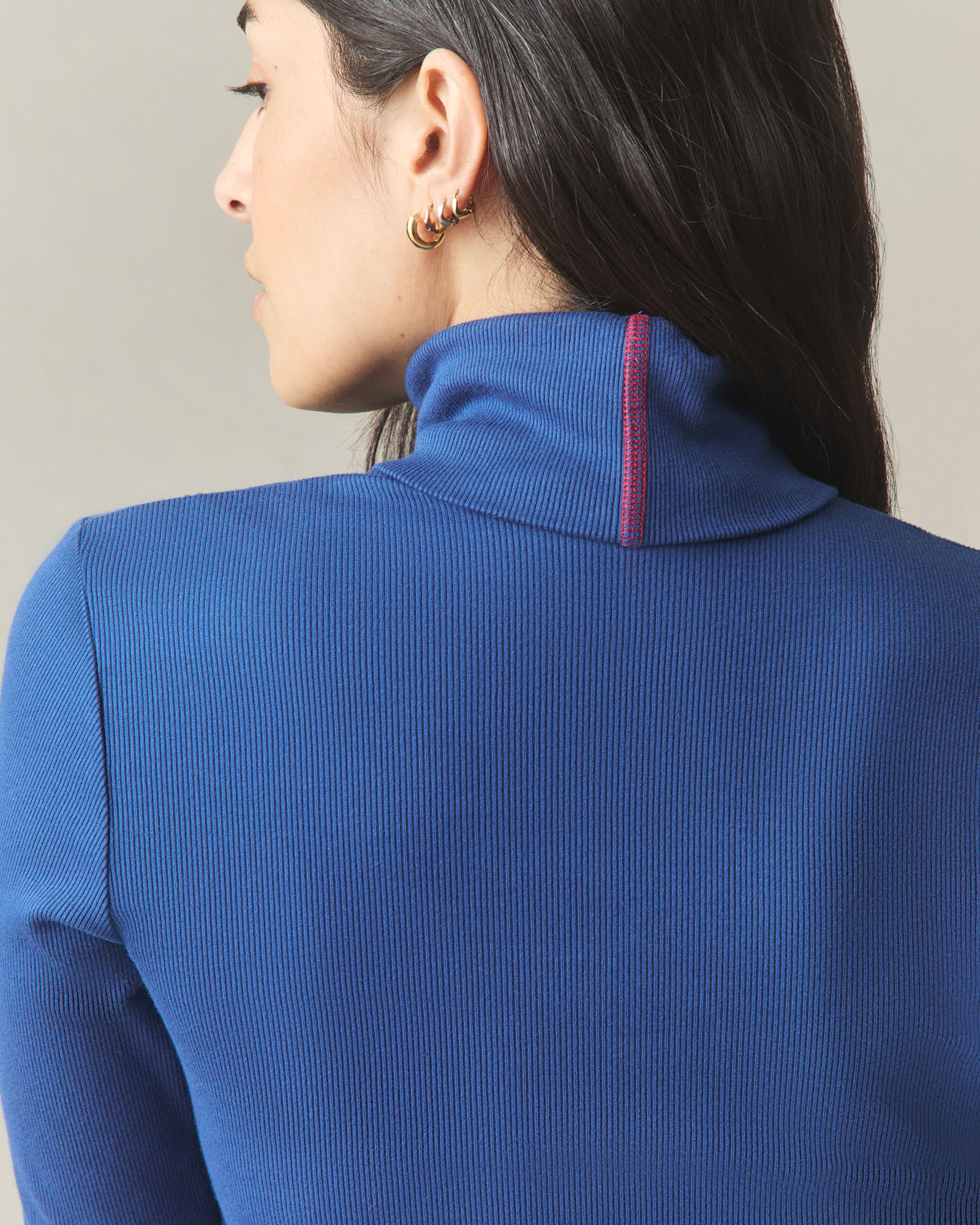 Women's Luxe Rib Turtleneck - Navy Peony - Image 4